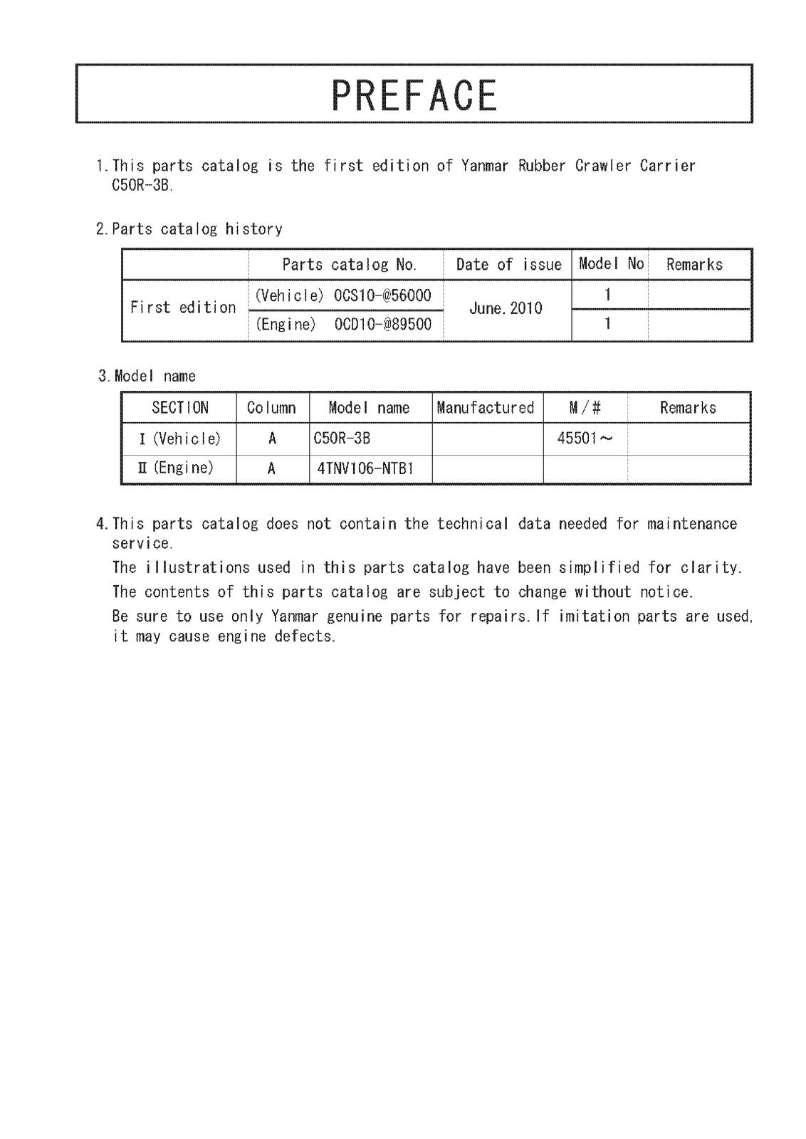 YANMAR C50R-3B Crawler Carrier Parts Catalog Manual 2014 - WIRE BOUND - COVERS
