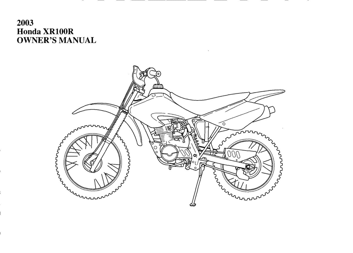 HONDA XR100R Owners Manual 2003 - STEEL WIRE BOUND - PROTECTIVE COVERS