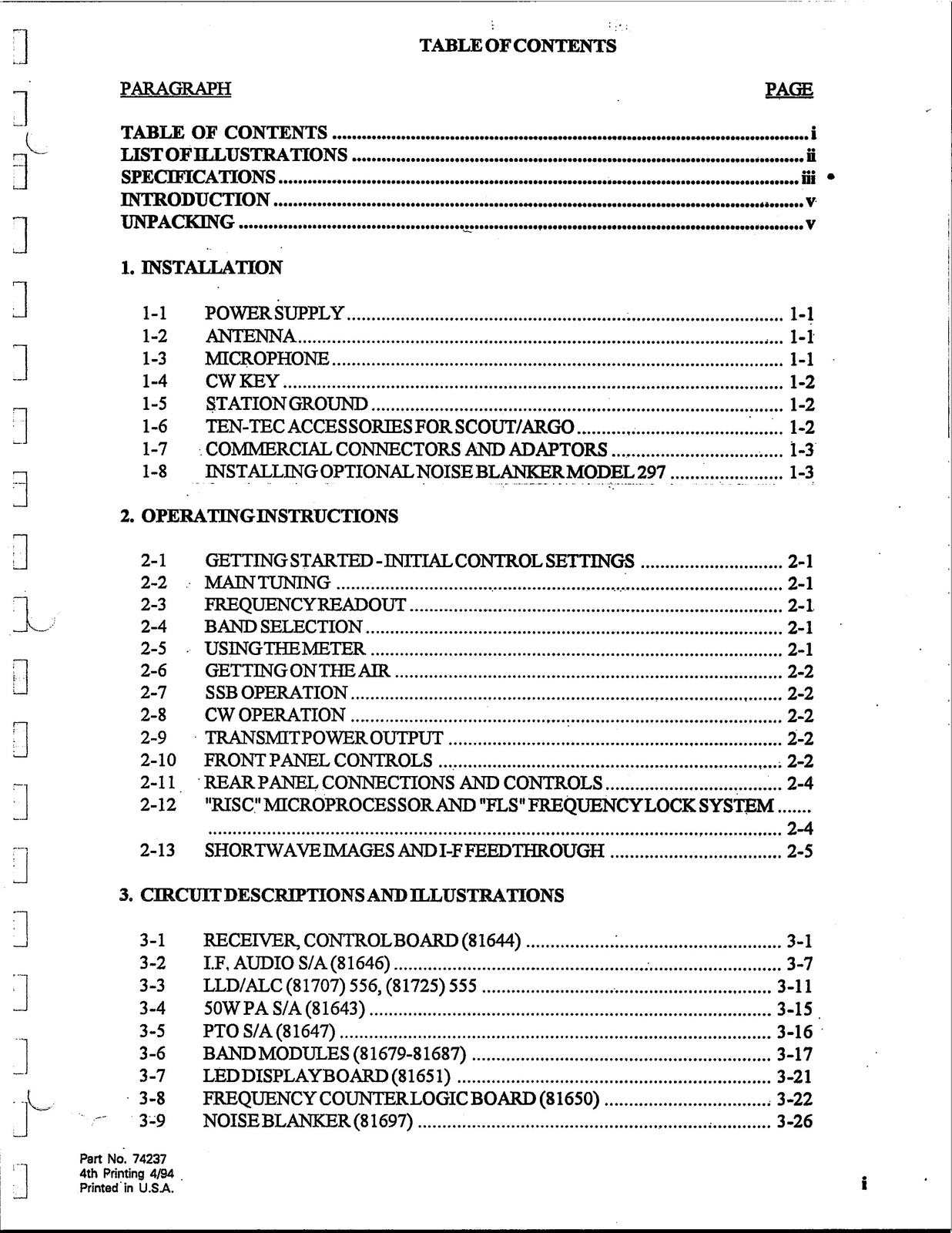 TEN TEC Scout 555 Argo 556 User Manual - STEEL WIRE BOUND - COVERS - XL FOLDOUTS