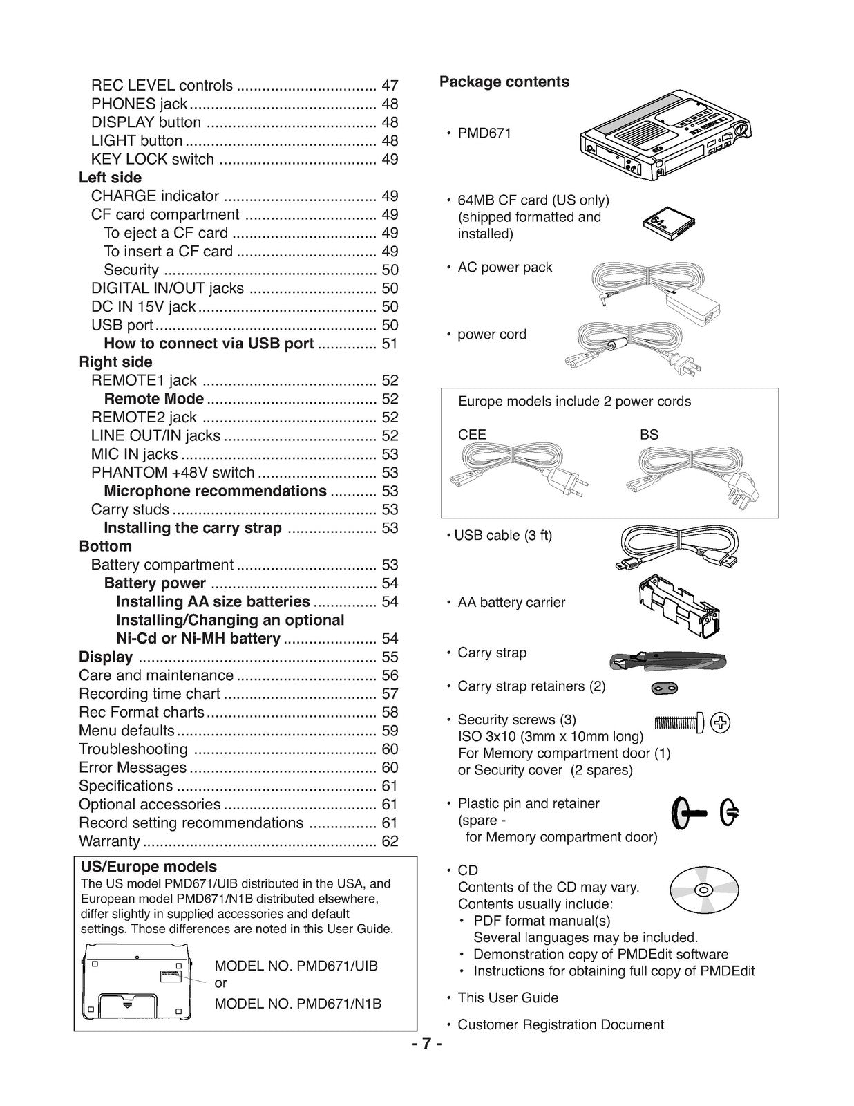 MARANTZ PMD671 Portable Solid State Recorder User Guide - WIRE BOUND - COVERS