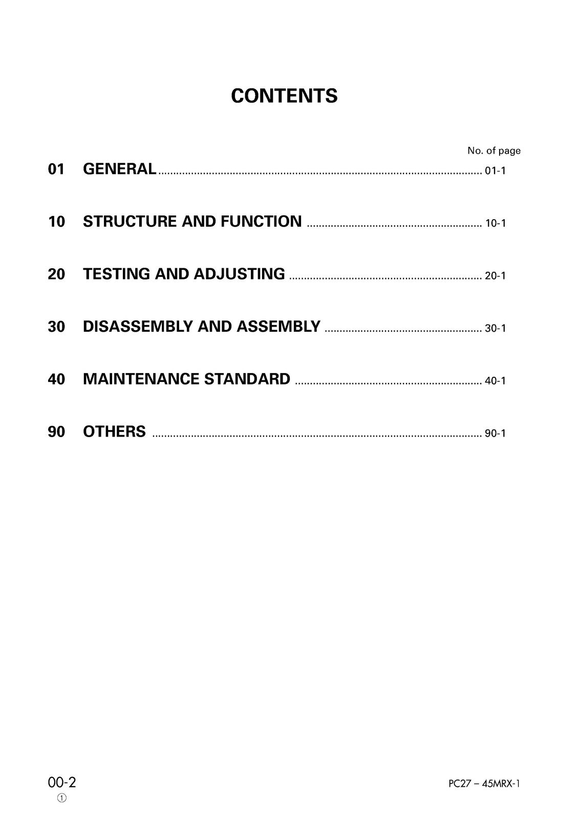 KOMATSU PC27MRX-1 30 35 40 PC45MRX-1 Shop Manual - BOUND - COVERS - XL FOLDOUTS