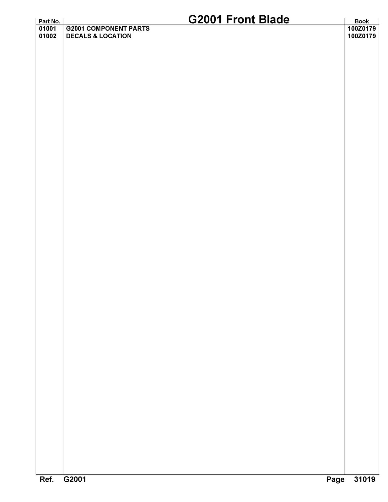 KUBOTA G2001 Parts Manual - STEEL WIRE BOUND - PROTECTIVE COVERS