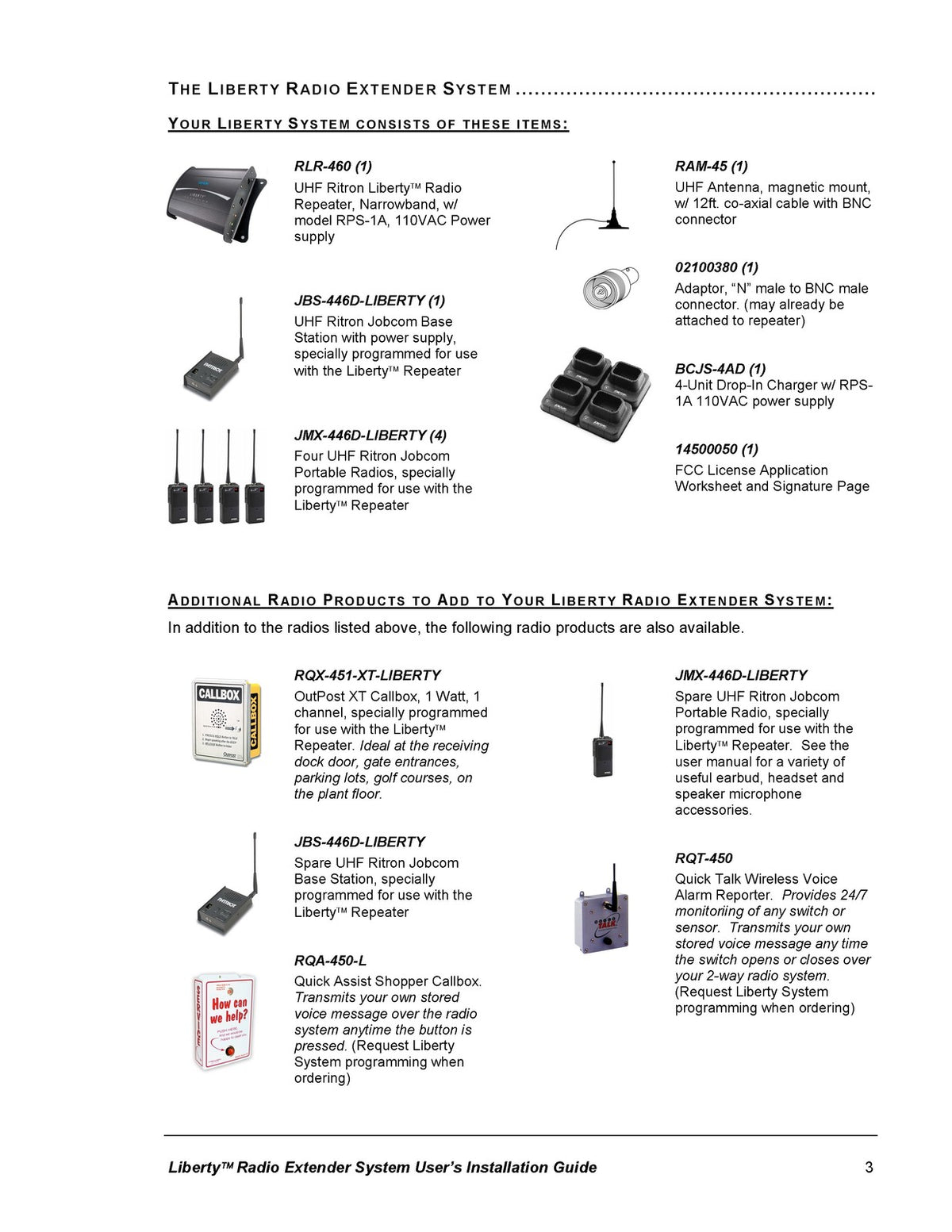 RITRON Liberty RLR-460 Radio Extender System Users Installation Guide - BOUND