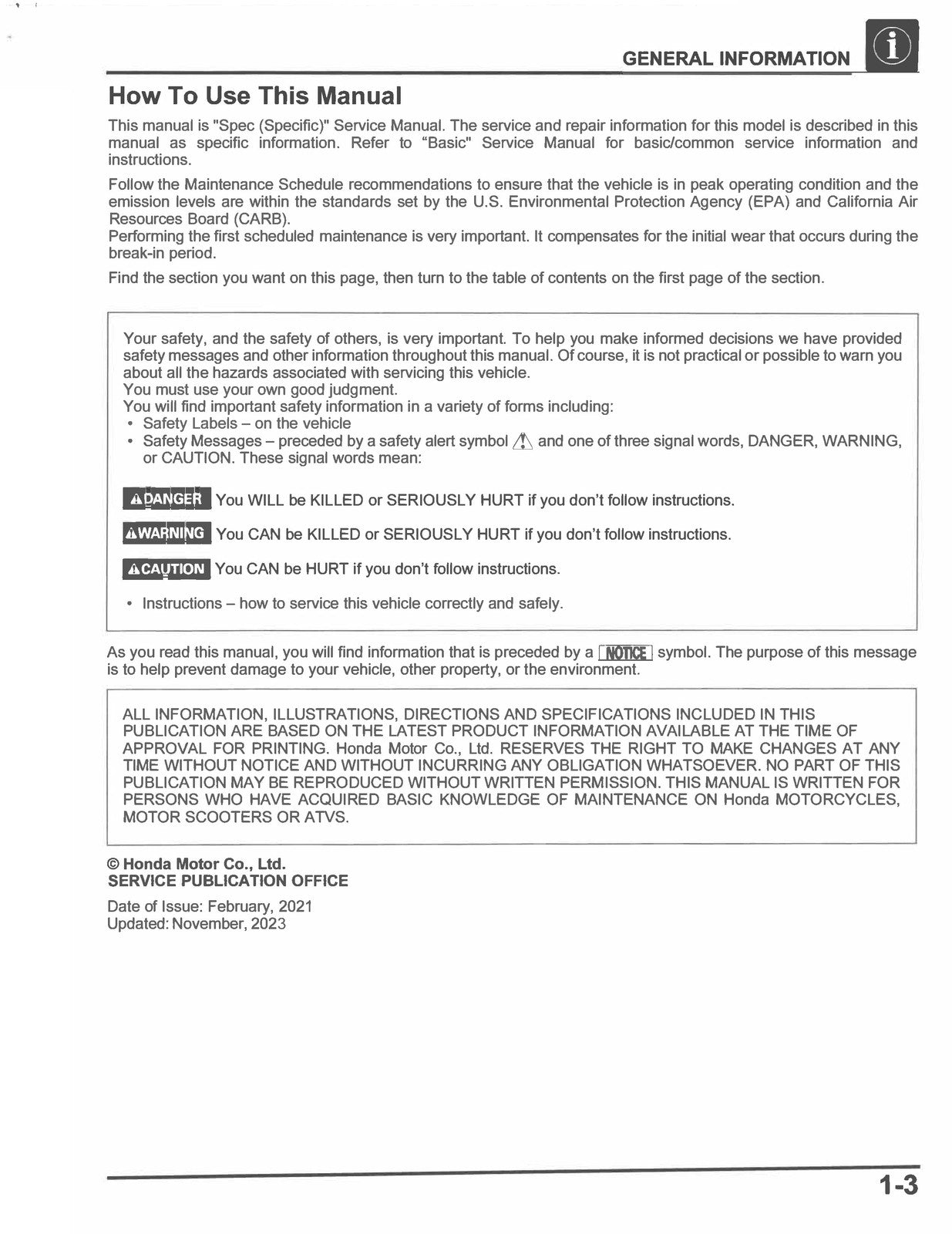 HONDA PCX 150 150A Scooter Service Manual 2021-2024 - WIRE BOUND - TOUGH COVERS