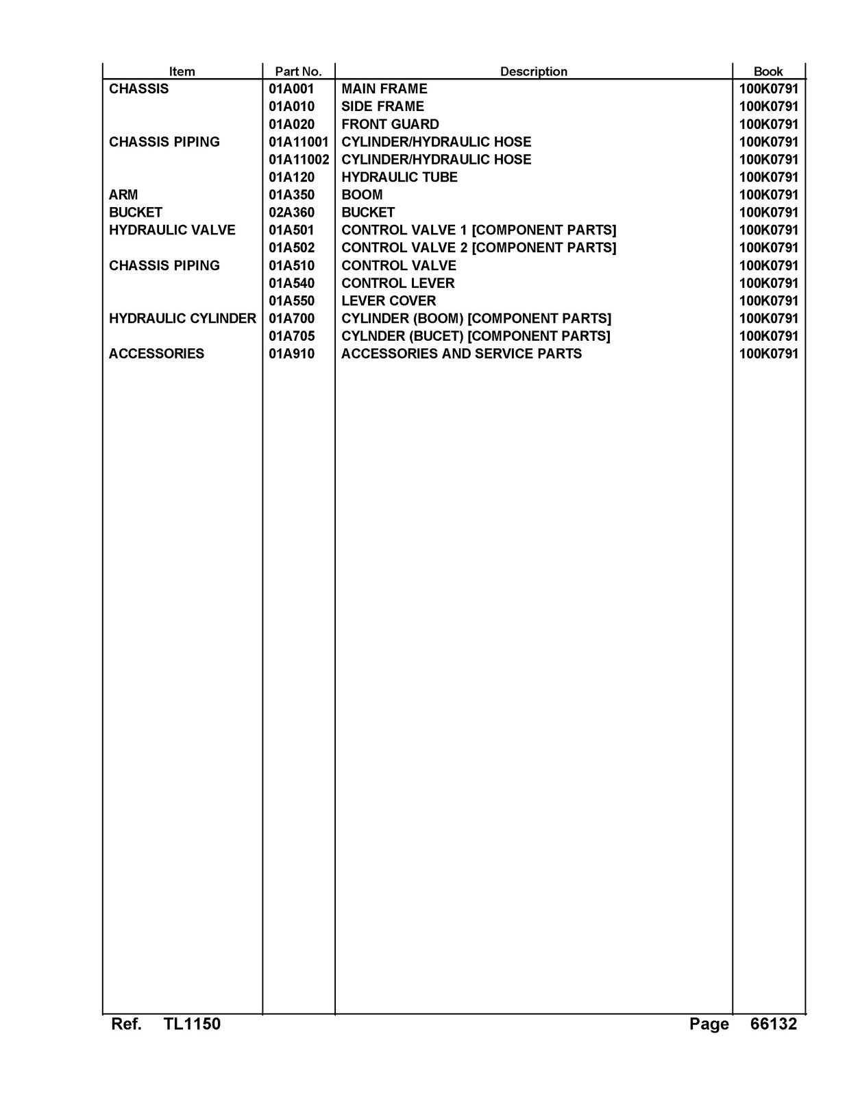 KUBOTA TL1150 Loader Illustrated Parts List Manual - WIRE BOUND - TOUGH COVERS