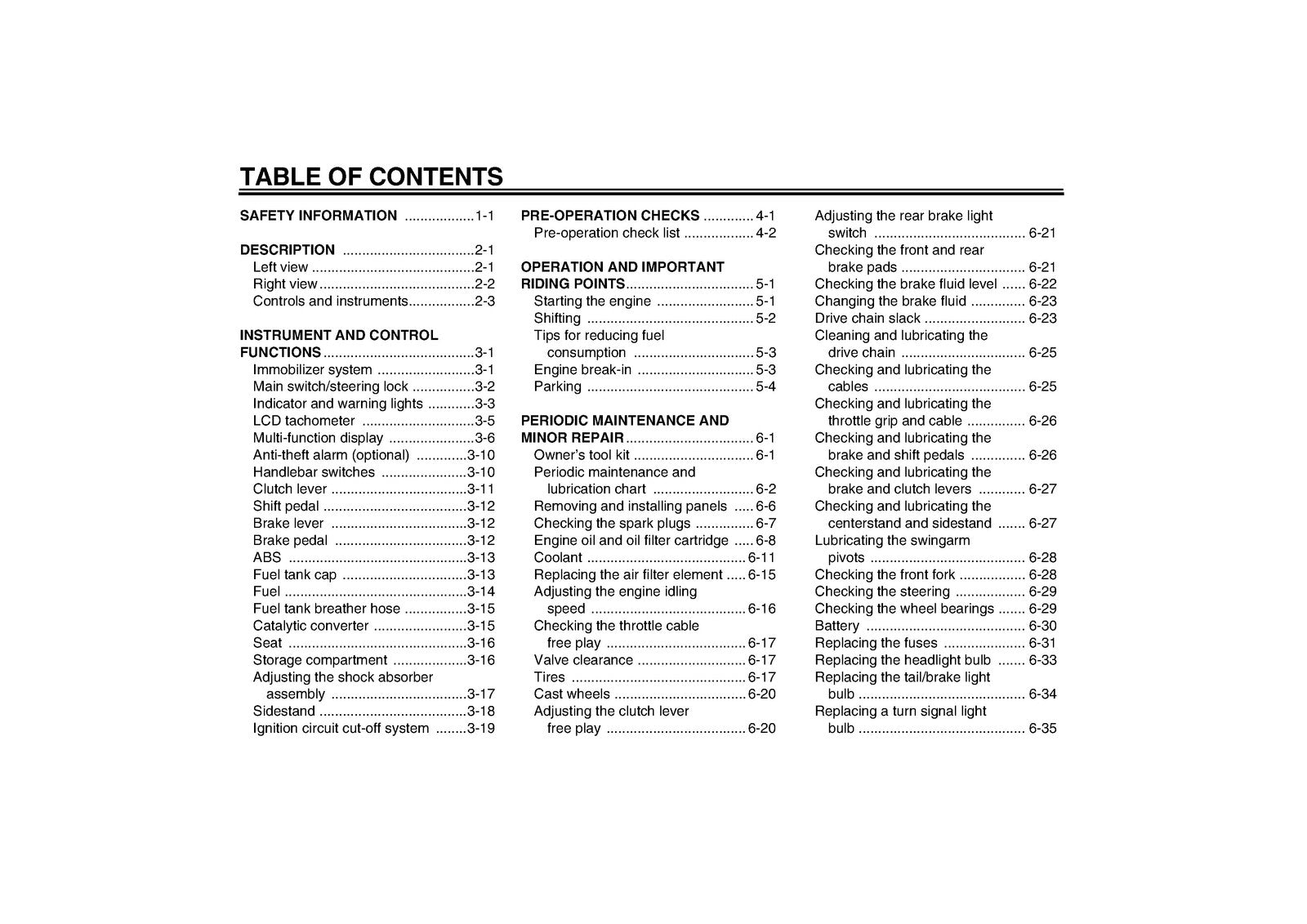 YAMAHA FZ6-SA Owners Manual 2006 - STEEL WIRE BOUND - PROTECTIVE COVERS