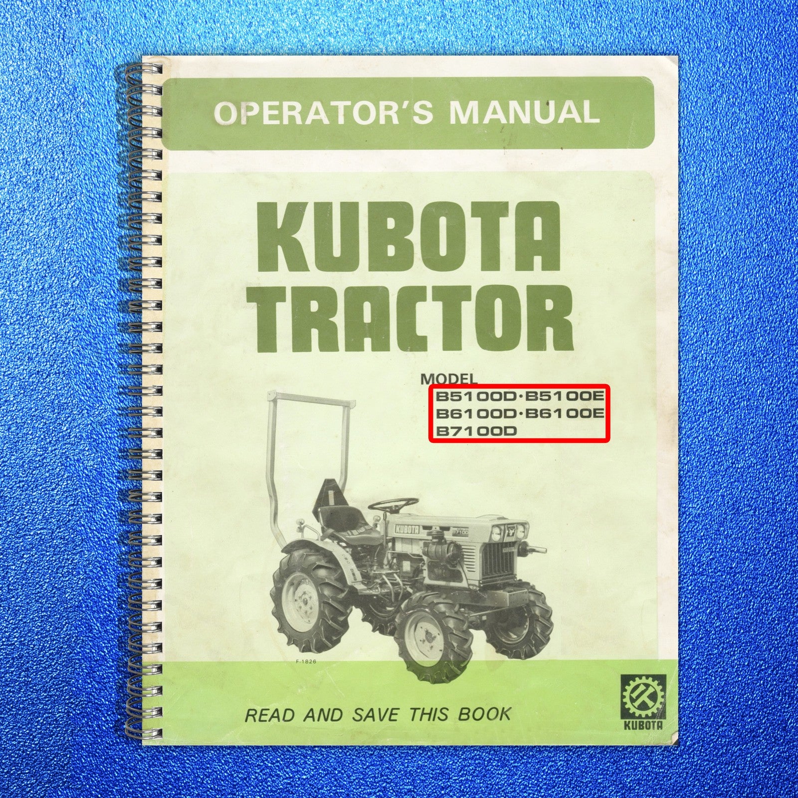 KUBOTA B5100D/E B6100D/E B6100HST B7100D Operators Service Manual BUNDLE