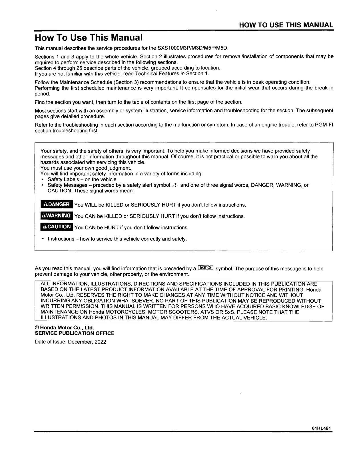 HONDA 1000 Service Manual 2022-2024 - BOUND - COVERS - XL FOLDOUT PAGES