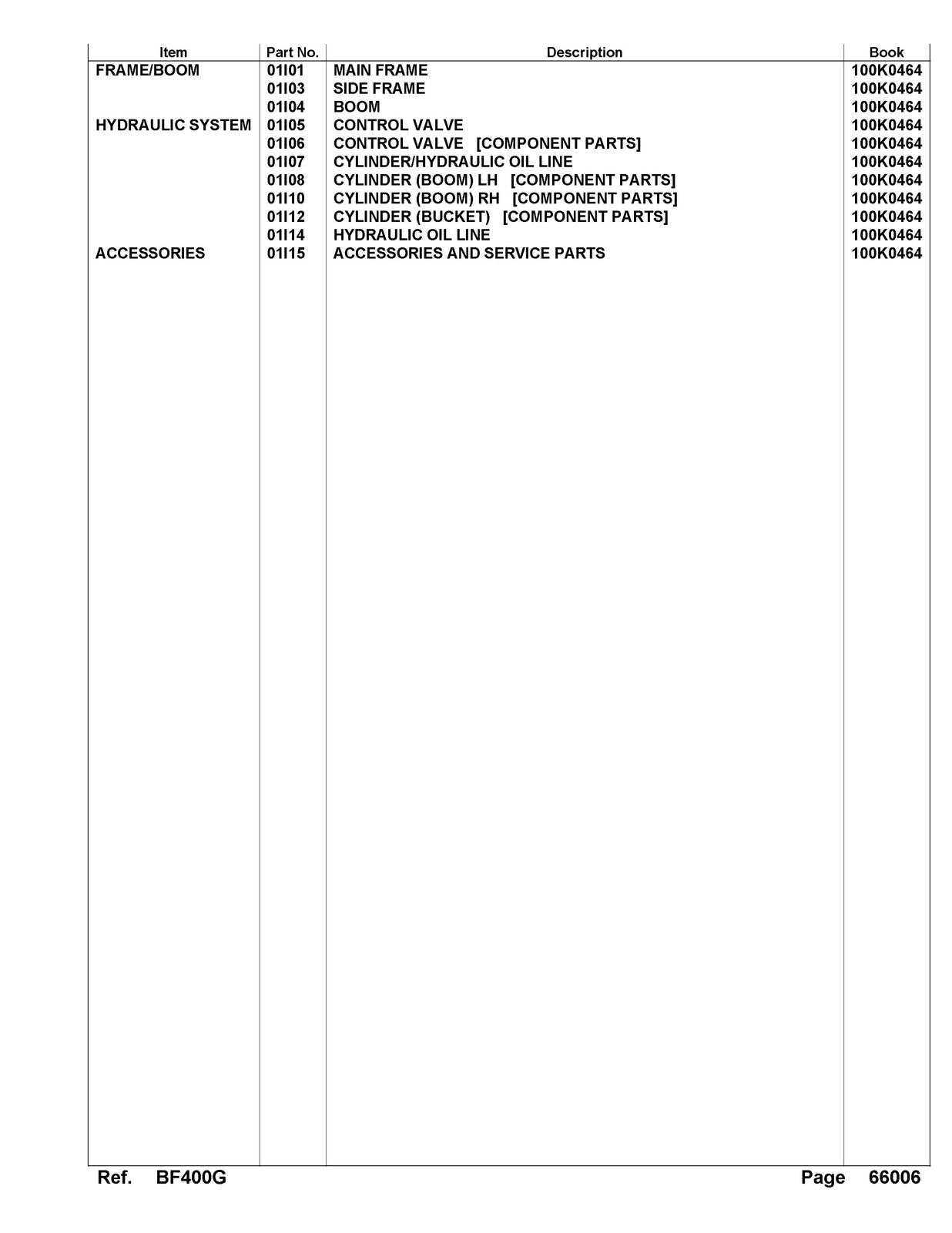 KUBOTA BF400G Loader Illustrated Parts List Manual - WIRE BOUND - TOUGH COVERS