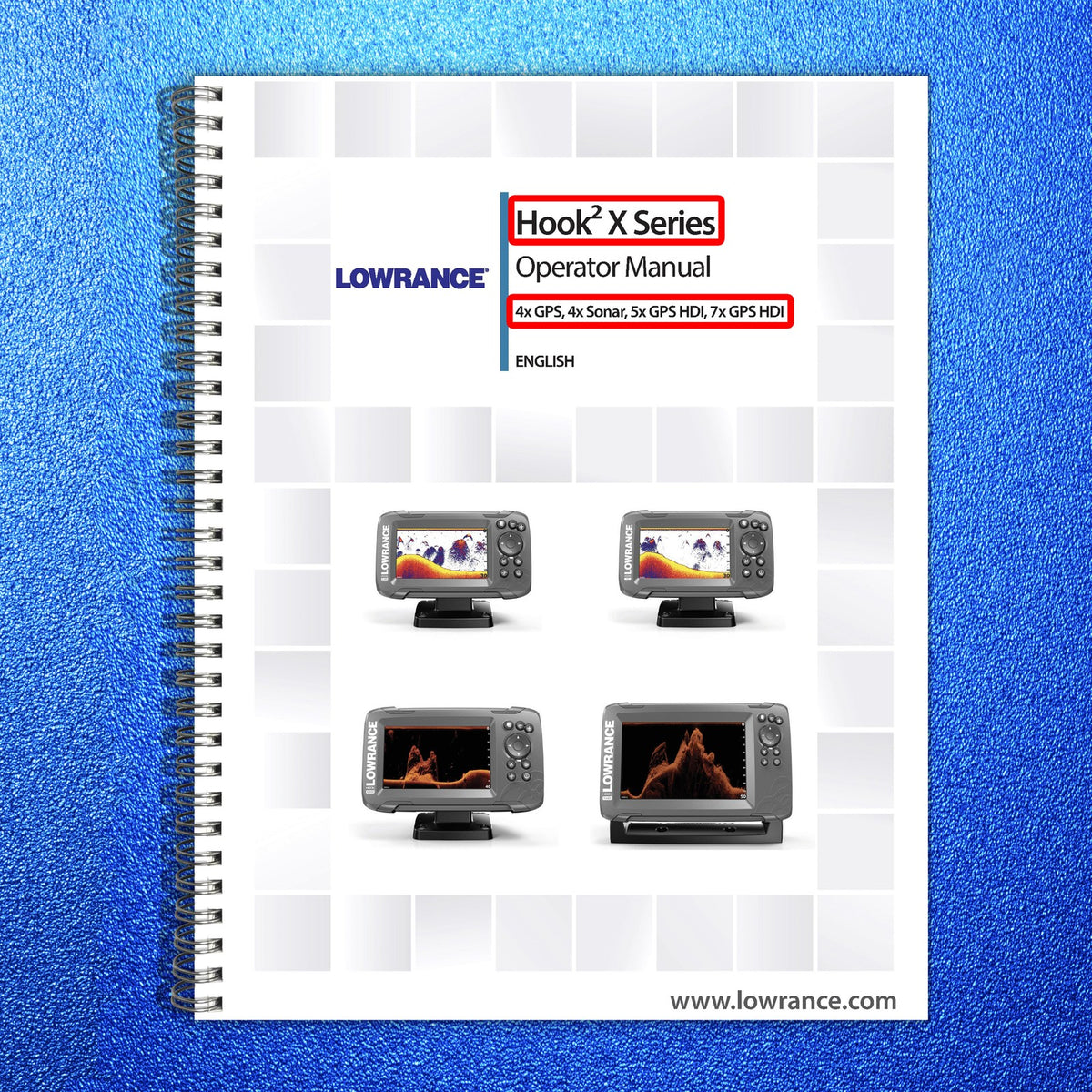 LOWRANCE HOOK2 4X 5X 7X HOOK REVEAL Operators Manual BUNDLE - WIRE BOUND