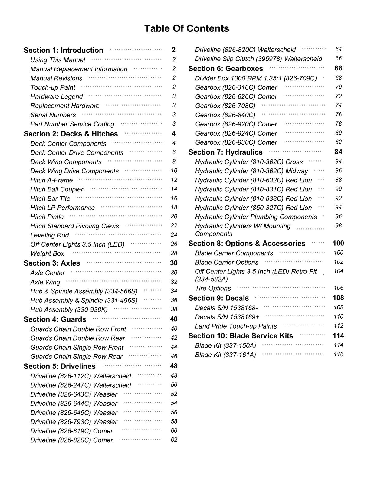 LAND PRIDE RC4614 Rotary Cutter Parts Manual 2025 - WIRE BOUND - TOUGH COVERS