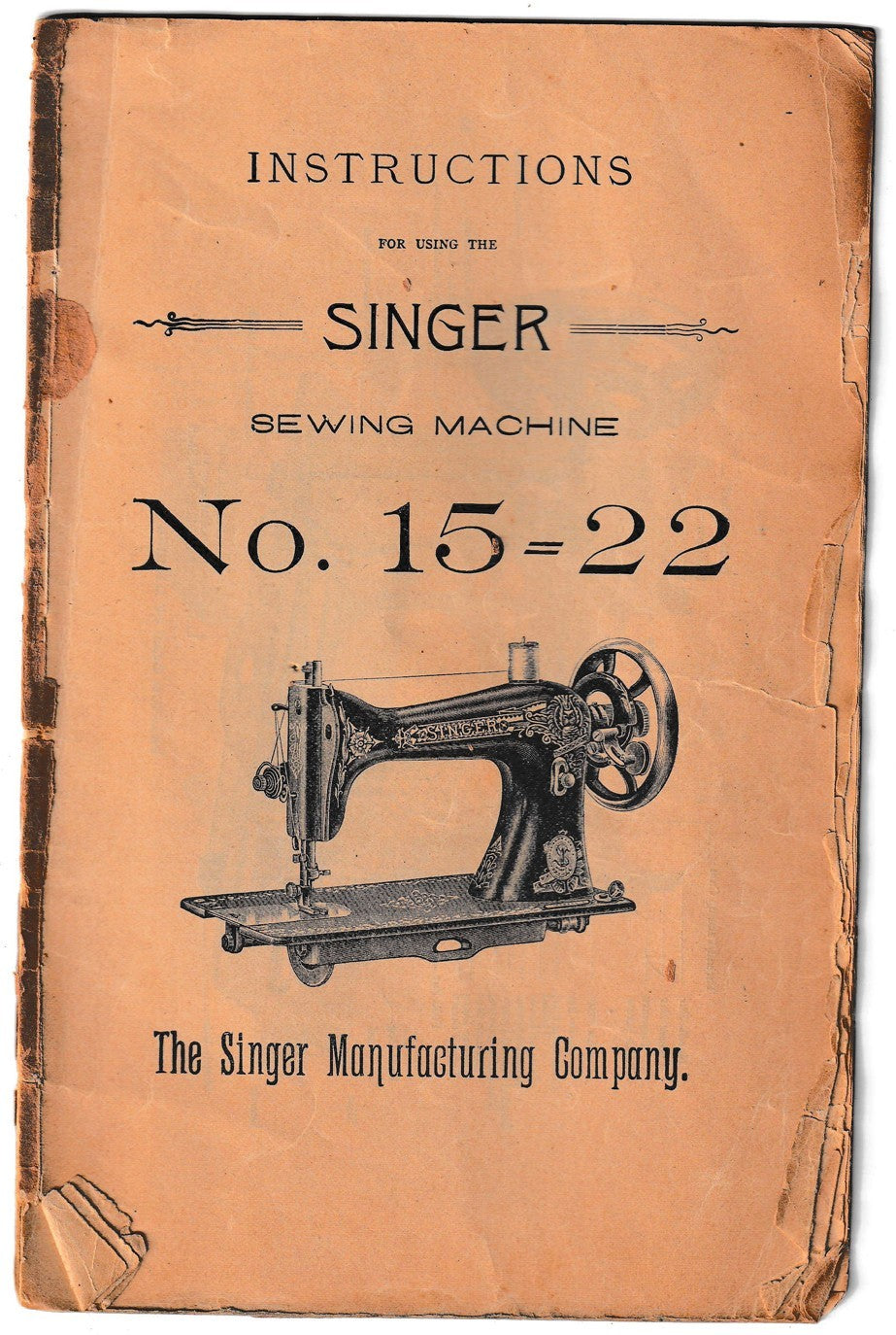 SINGER 15-22 Sewing Machine Instructions Manual - WIRE BOUND - TOUGH COVERS