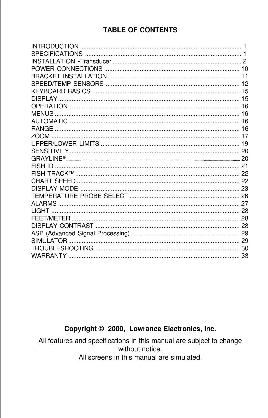 LOWRANCE X-29 X-39 X-49 Installation And Operation Instructions Manual - BOUND