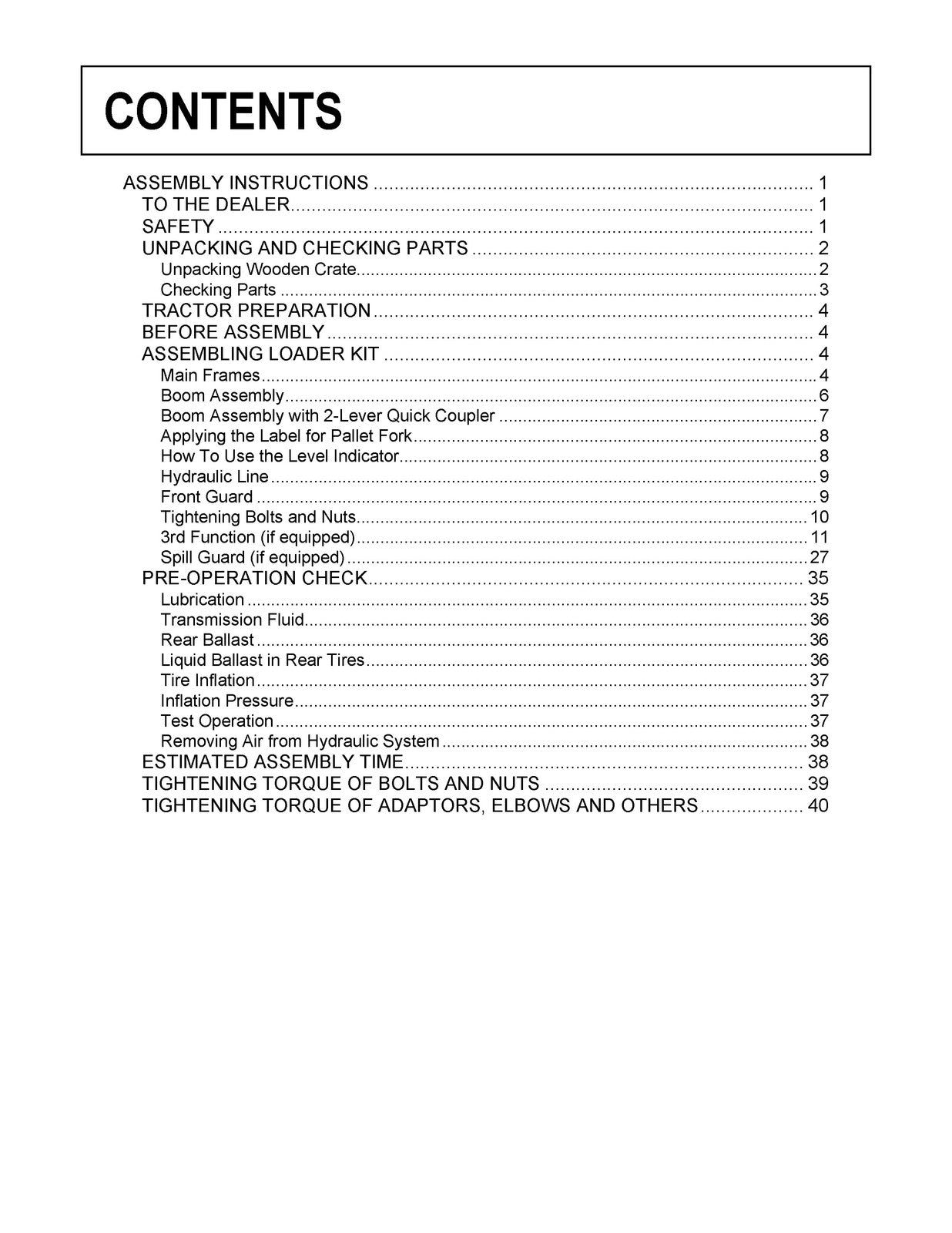 KUBOTA LA534 Loader Kit Assembly Instructions Manual 2012 - WIRE BOUND - COVERS