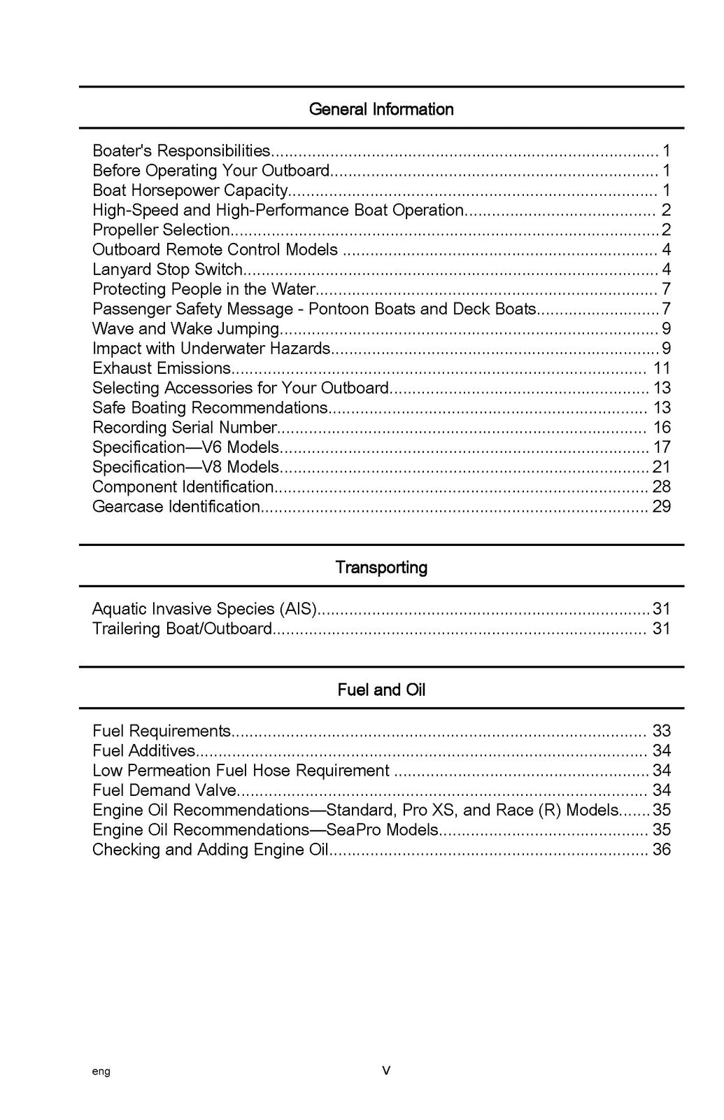 MERCURY V6 175 200 225 FourStroke Operation Maintenance Manual 2020 - WIRE BOUND