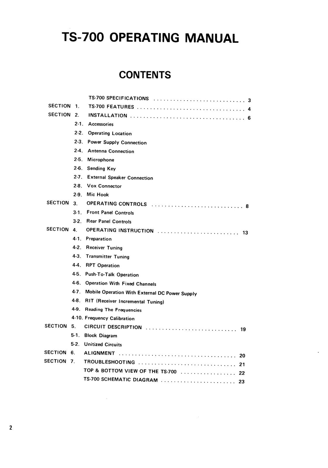 KENWOOD TS-700 2m All Mode Transceiver Operating Manual - WIRE BOUND - COVERS