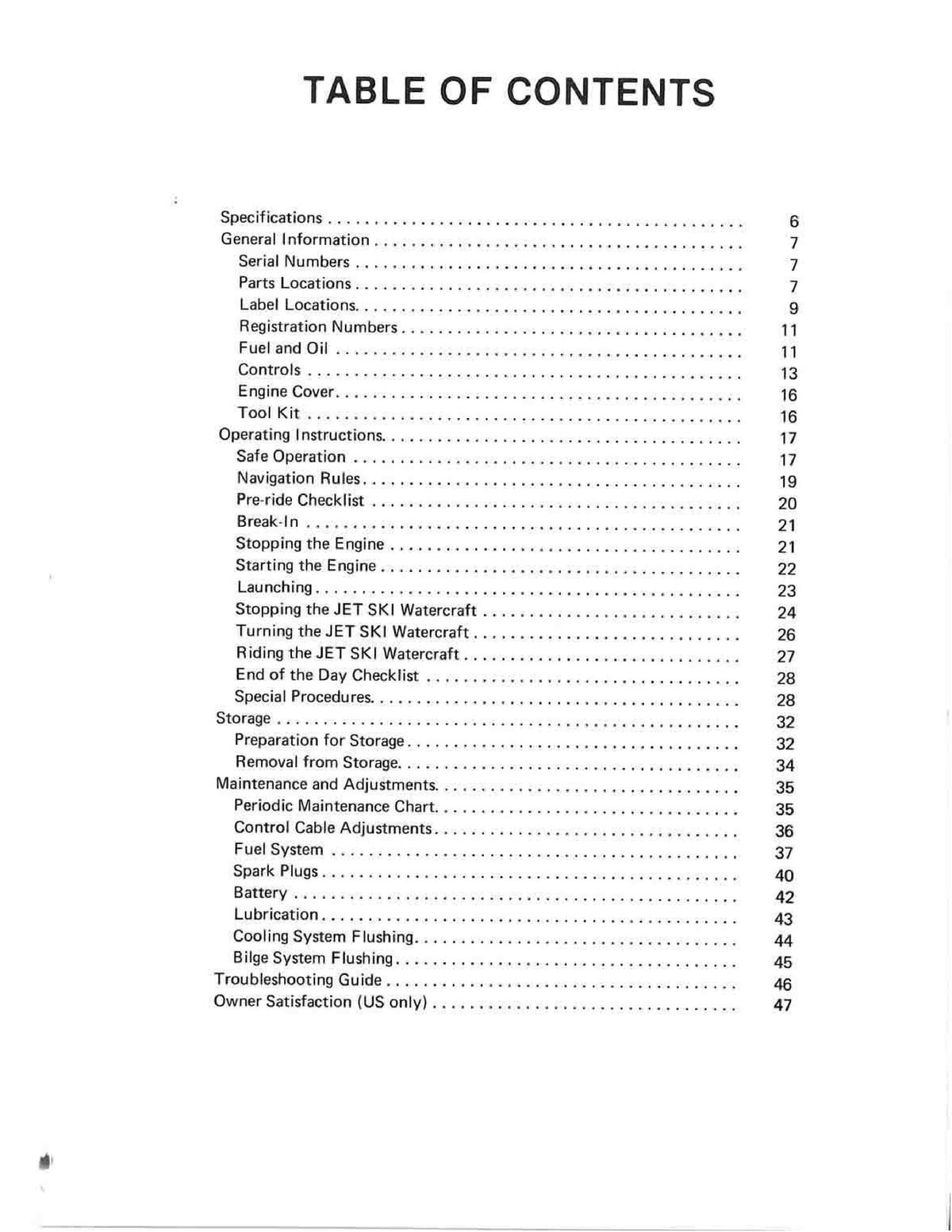 KAWASAKI Jet Ski 440 Owners Manual - STEEL WIRE BOUND - PROTECTIVE COVERS