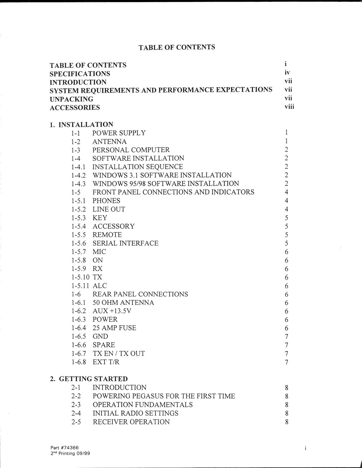 TEN TEC Pegasus Model 550 HF Transciever Operators Manual - WIRE BOUND - COVERS