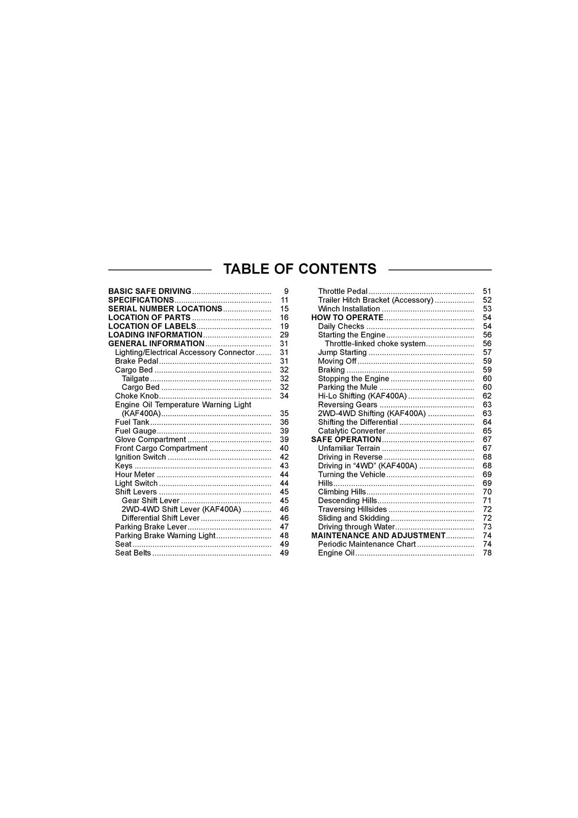 KAWASAKI Mule 600 Utility Vehicle Owners Manual 2015 - WIRE BOUND - TOUGH COVERS