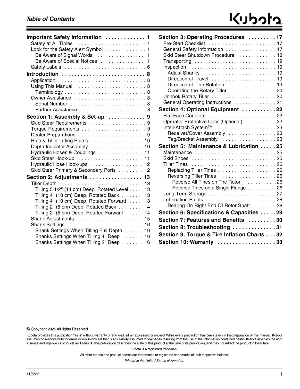 LAND PRIDE SRT Skid Tiller Operators Manual - STEEL WIRE BOUND - TOUGH COVERS