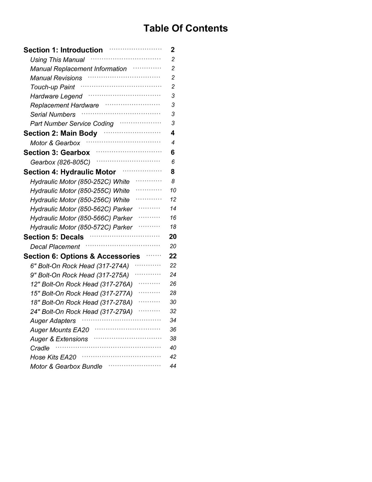 LAND PRIDE EA20 Series Excavator Augers Parts Manual 2024 - WIRE BOUND - COVERS