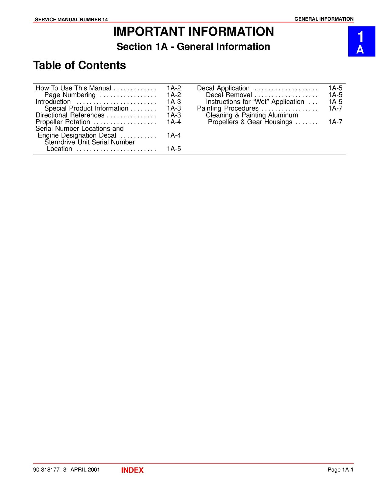 MERCURY MERCRUISER Alpha One Generation II Sterndrive Service Manual 2001