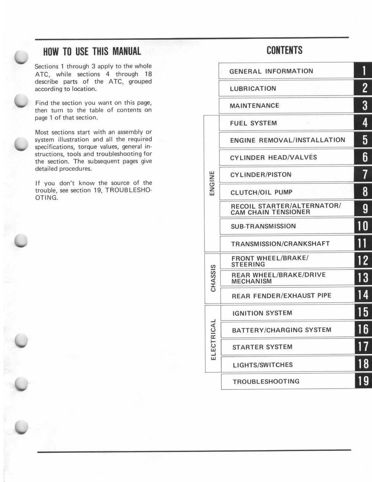 HONDA ATC125M ATV Shop Manual 1984-1985 - STEEL WIRE BOUND - PROTECTIVE COVERS