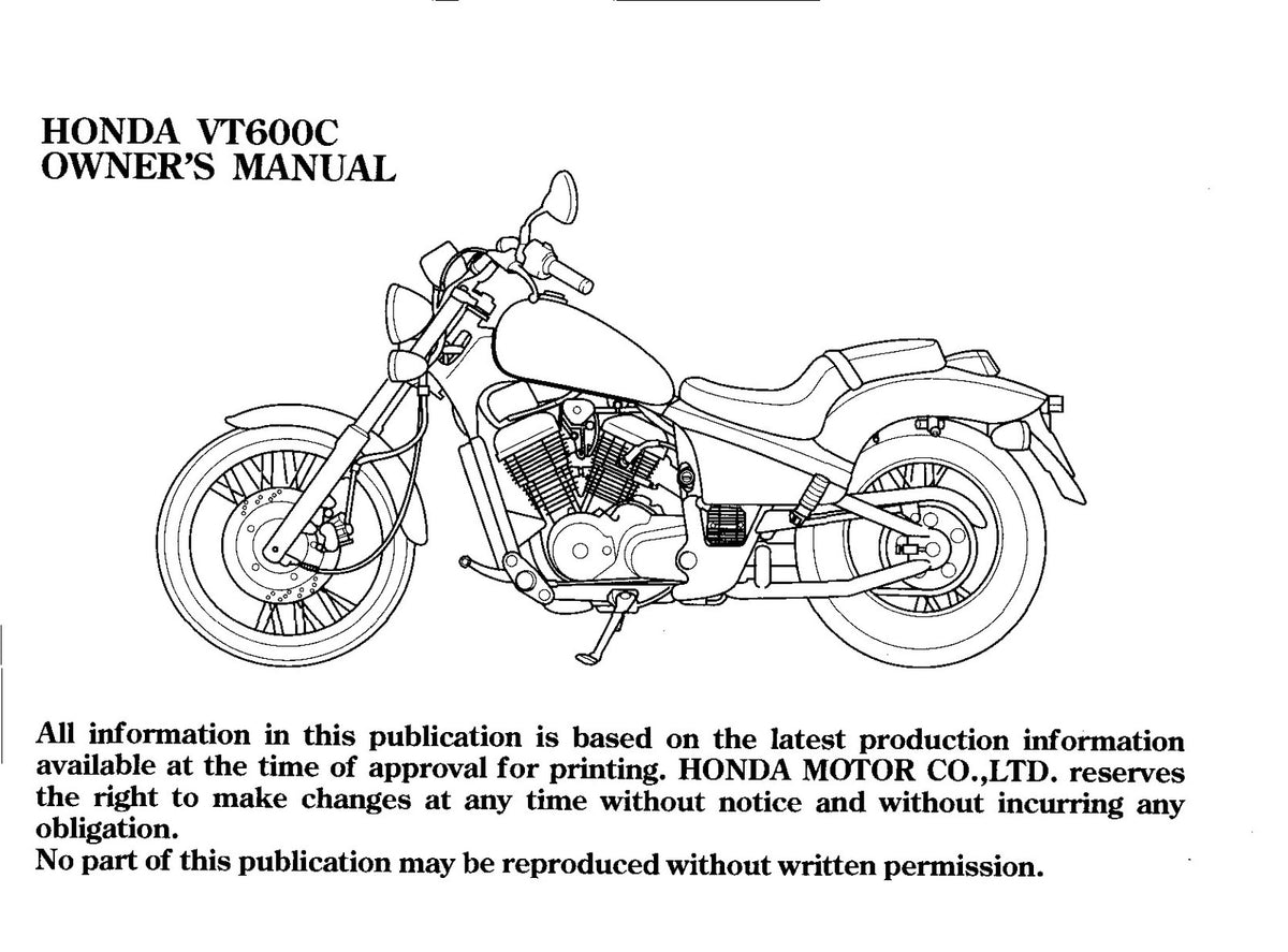 HONDA VT600C Owners Manual 1997 - BOUND - COVERS - XL FOLDOUT PAGES