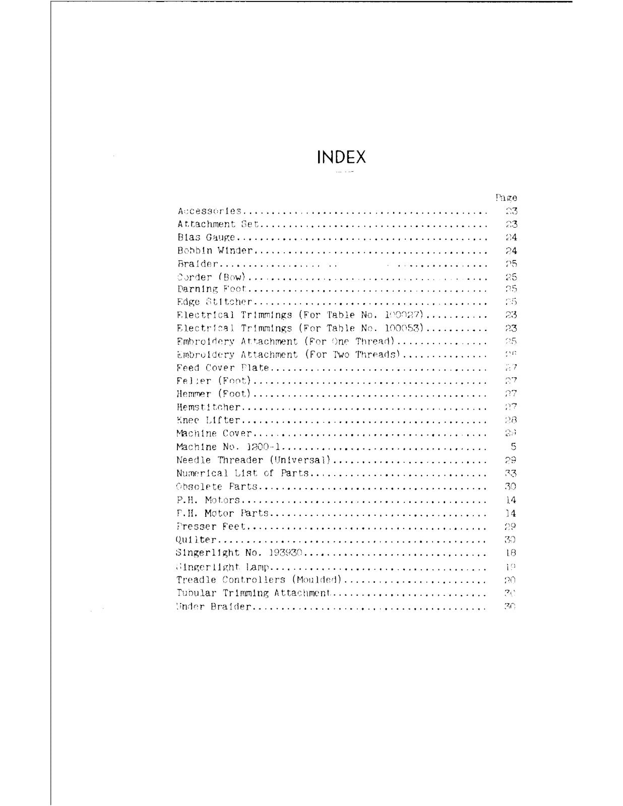 SINGER 1200-1 Illustrated Parts Manual - WIRE BOUND - TOUGH COVERS