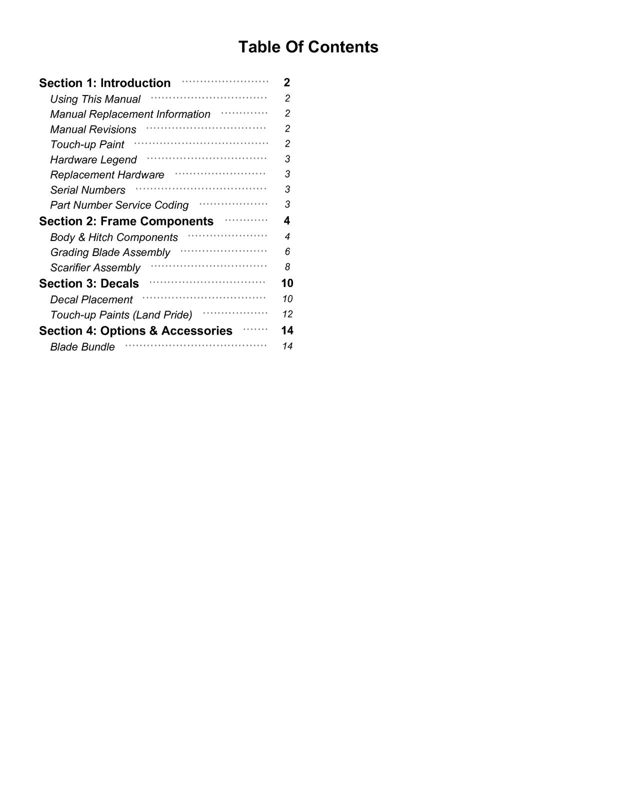 LAND PRIDE GS05 Series Grading Scrapers Parts Manual 2026 - WIRE BOUND - COVERS
