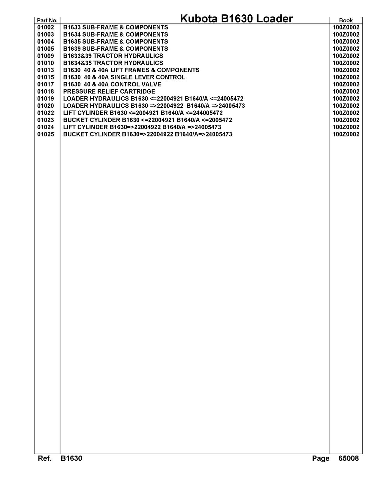KUBOTA B1630 Loader Illustrated Parts List Manual - WIRE BOUND - TOUGH COVERS