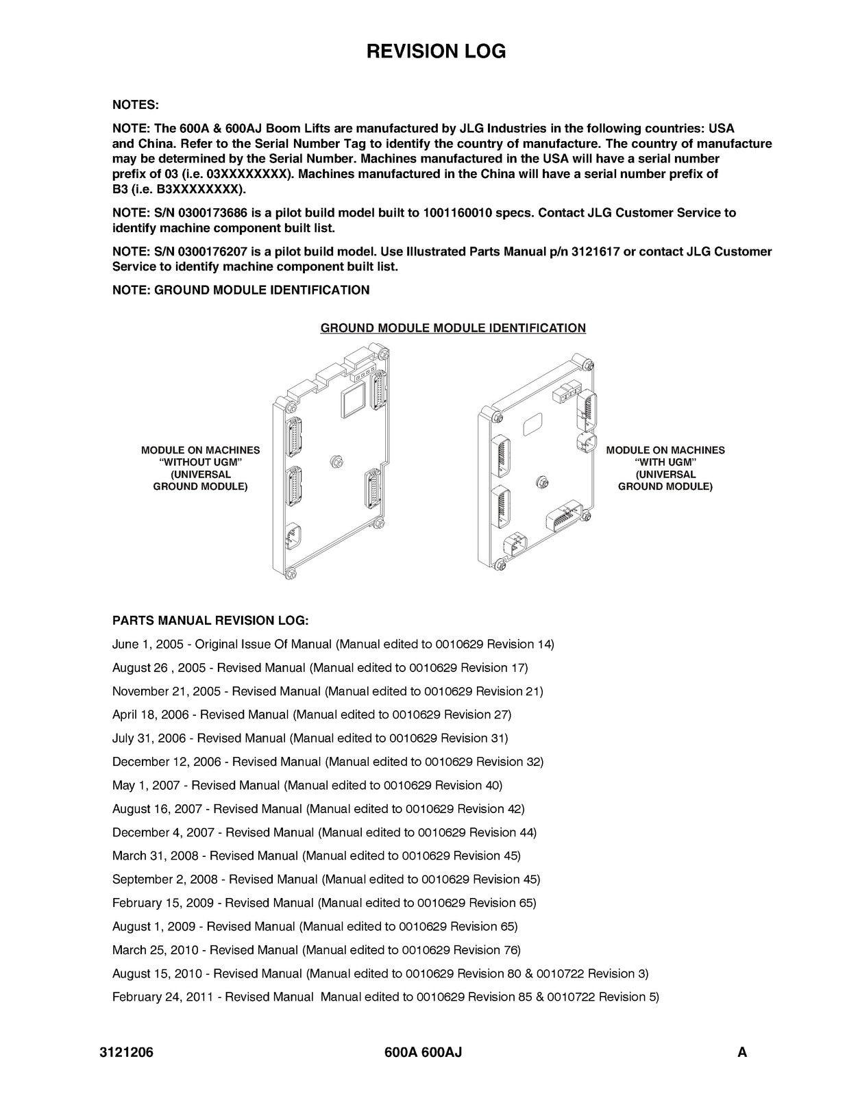 JLG 600A 600AJ Boom Lift Illustrated Parts Manual 2013 - WIRE BOUND - COVERS