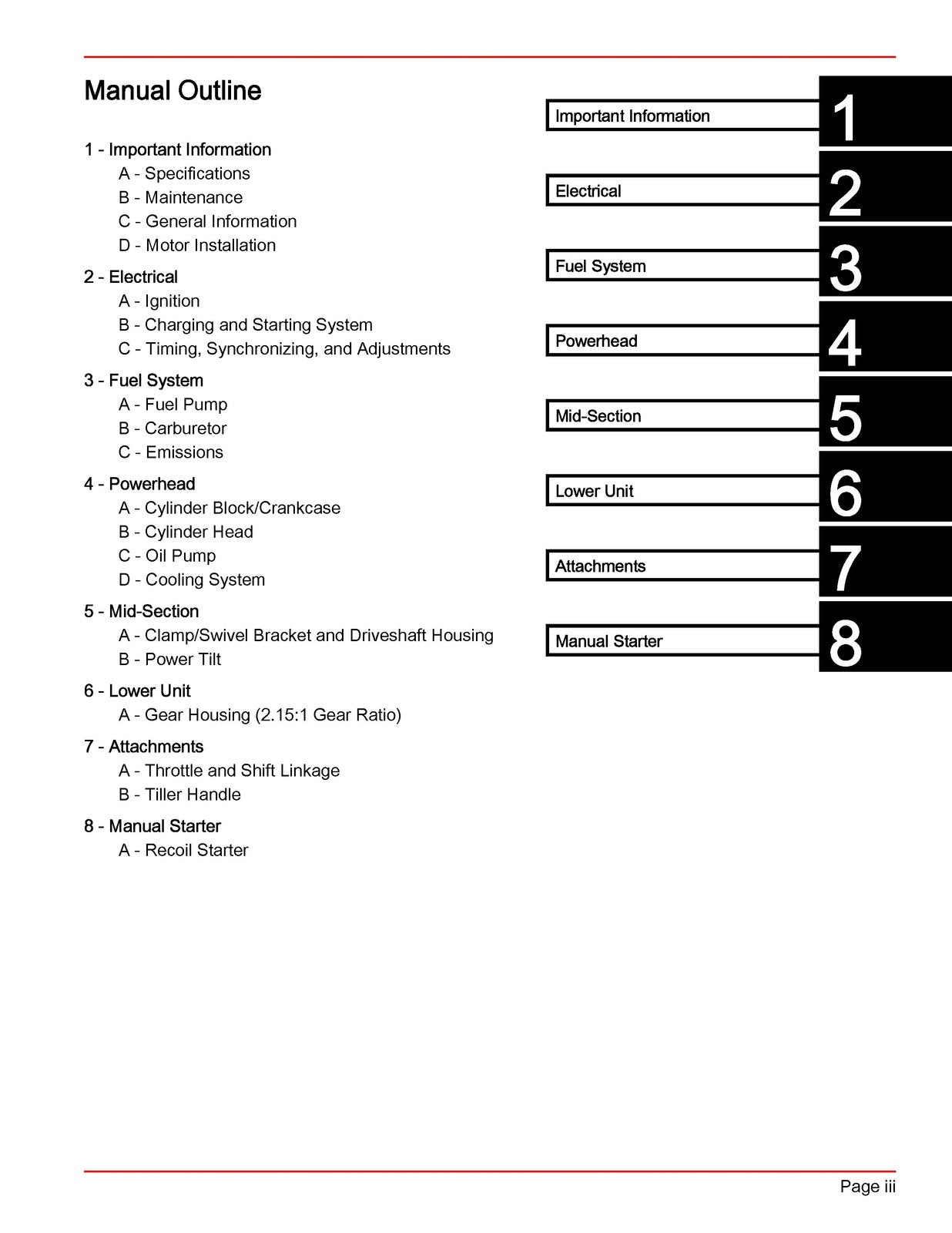 MERCURY 15 20 FourStroke Outboard Service Manual 2008 SN 0R235168 Up - BOUND