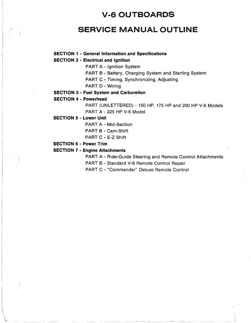 MERCURY V-6 OUTBOARD SERVICE MANUAL yr 1979 - BOUND - COVERS - XL FOLDOUT PAGES