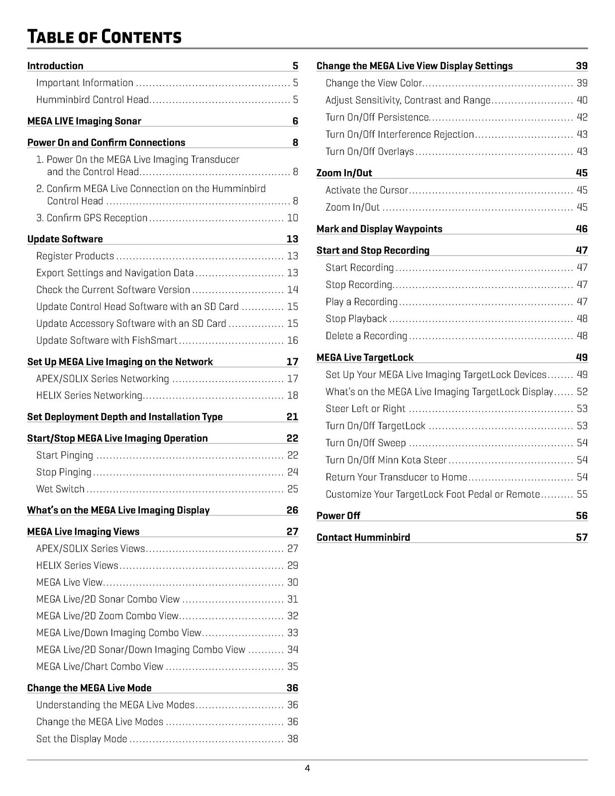 HUMMMINBIRD MEGA Live Imaging User Guide Manual - WIRE BOUND - TOUGH COVERS