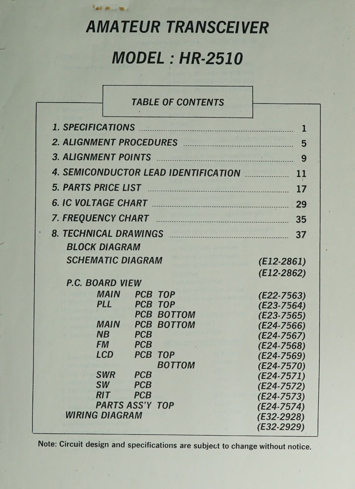 UNIDEN HR-2510 10 Meter Mobile Service Manual - BOUND - COVERS - XL FOLDOUTS