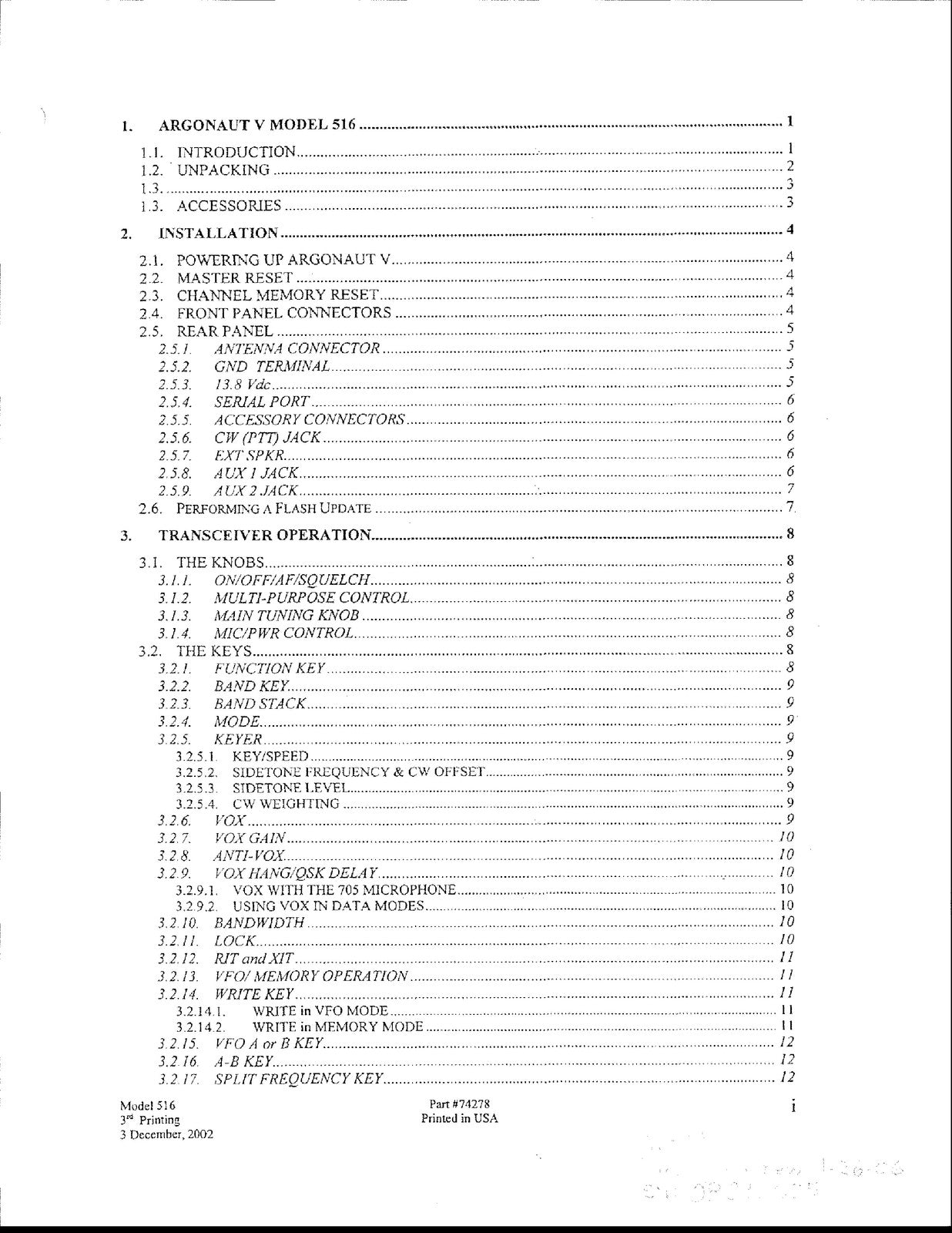 TEN TEC Argonaut Model 516 Operating Manual - STEEL WIRE BOUND - TOUGH COVERS