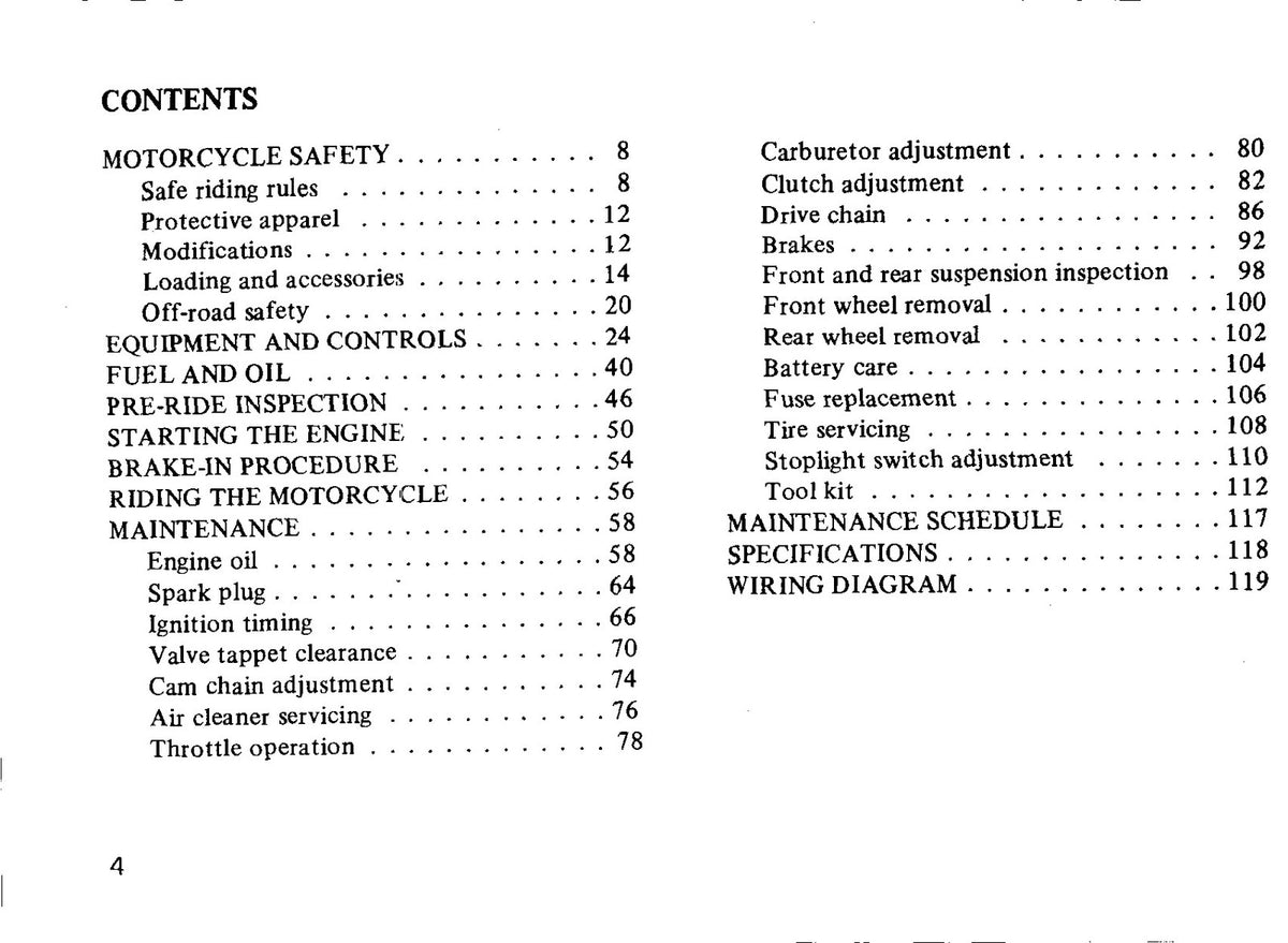 HONDA XL100S Owners Manual 1980 - BOUND - COVERS - XL FOLDOUT PAGES