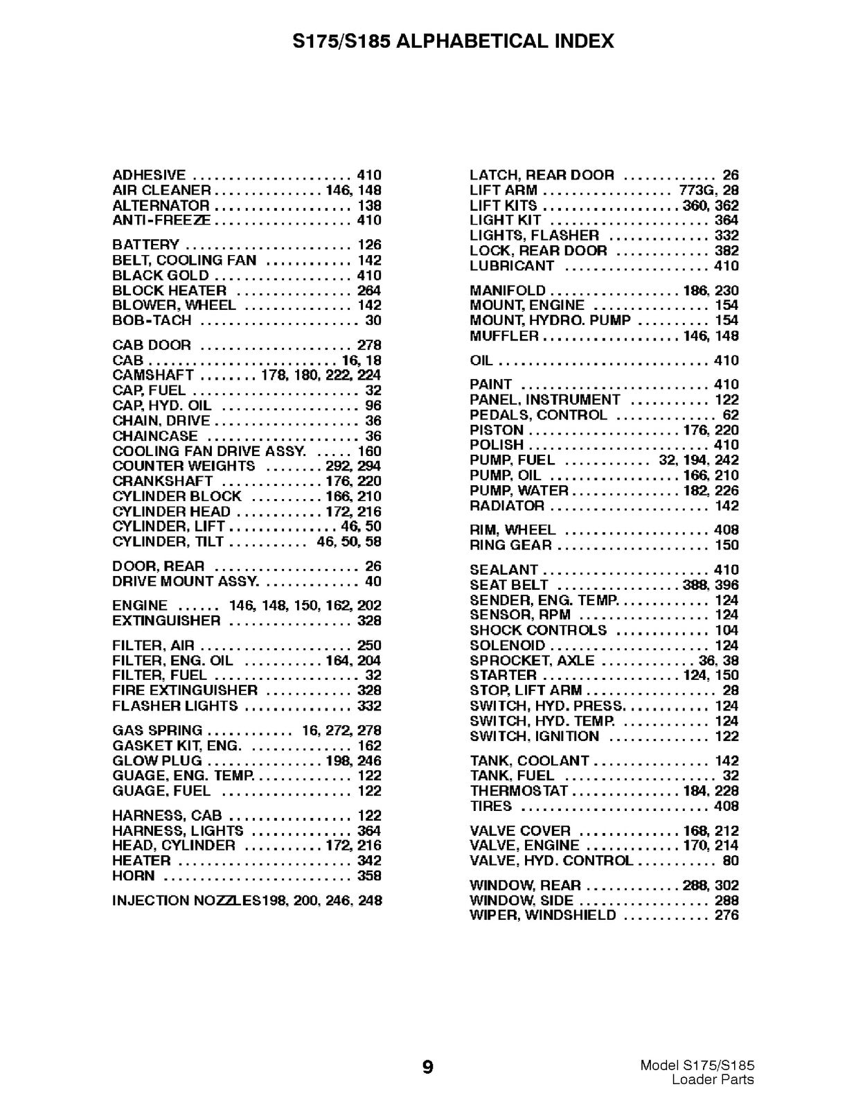 BOBCAT S175 S185 Parts Manual 2003 SN 517625001 Up - WIRE BOUND - TOUGH COVERS