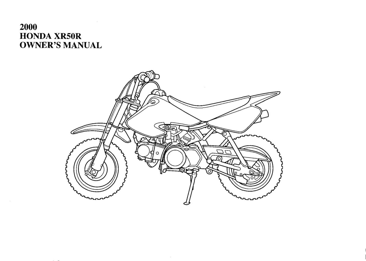 HONDA XR50R Owners Manual 2000 - STEEL WIRE BOUND - PROTECTIVE COVERS