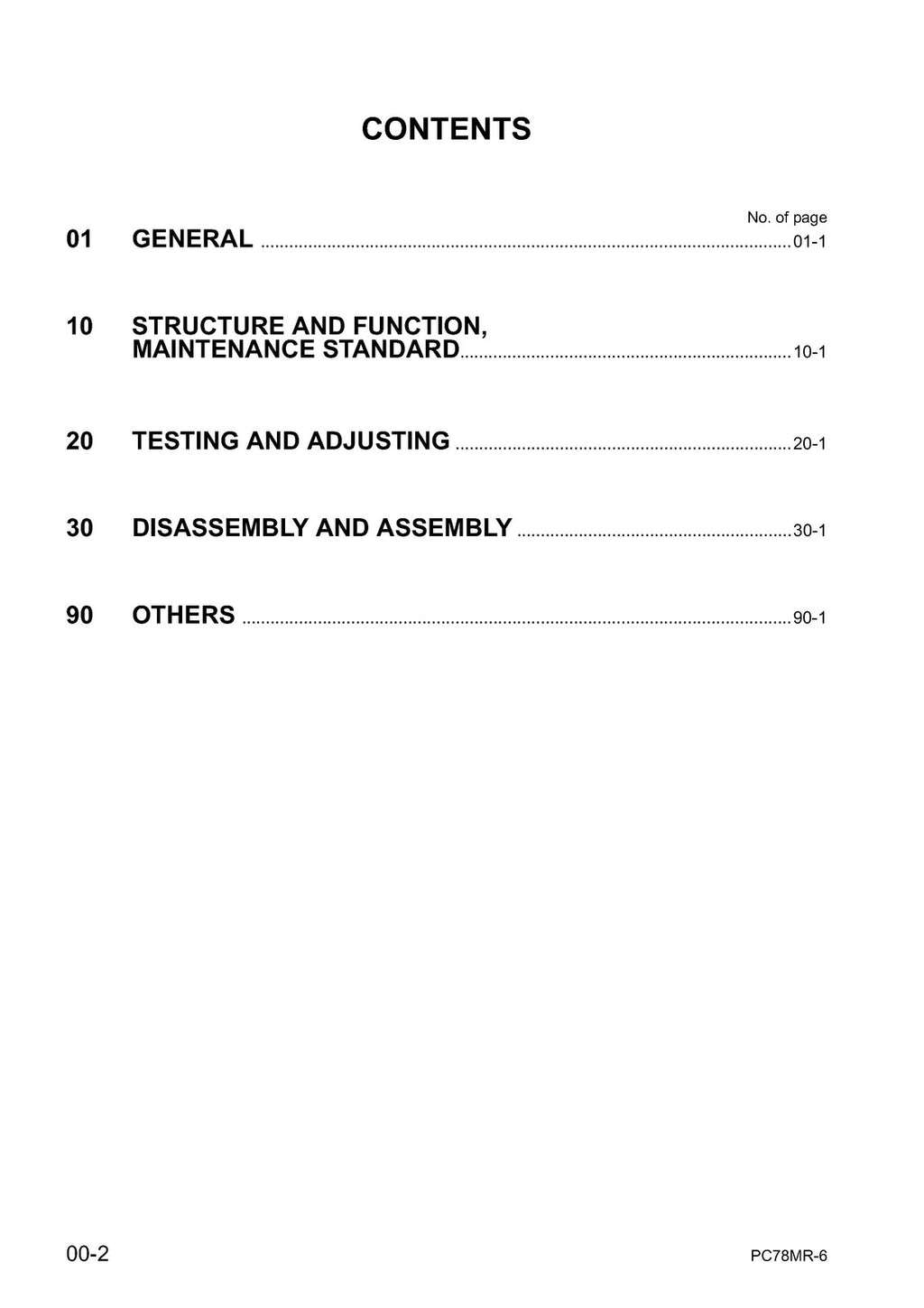KOMATSU PC78MR-6 SN 1001 UP SHOP MANUAL - BOUND - COVERS - XL FOLDOUT PAGES