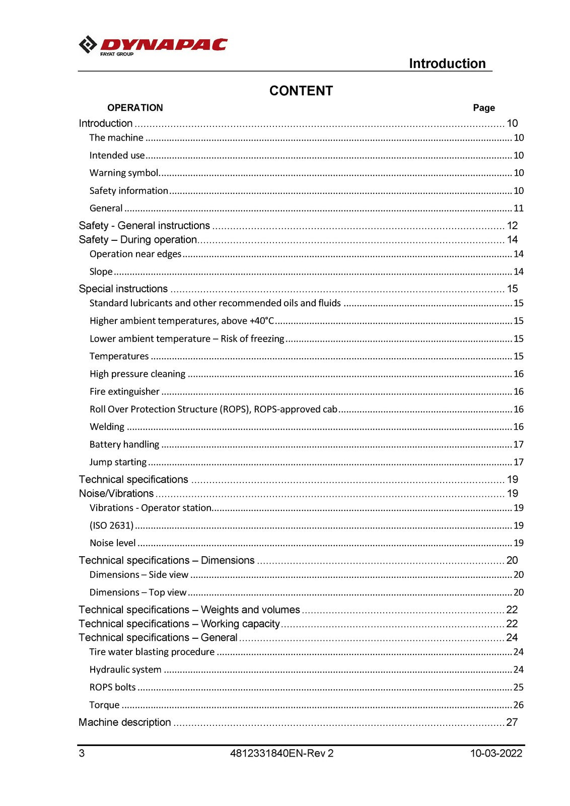 DYNAPAC CA25 CA30 CA35 Vibratory Roller Operating And Maintenance Manual - BOUND