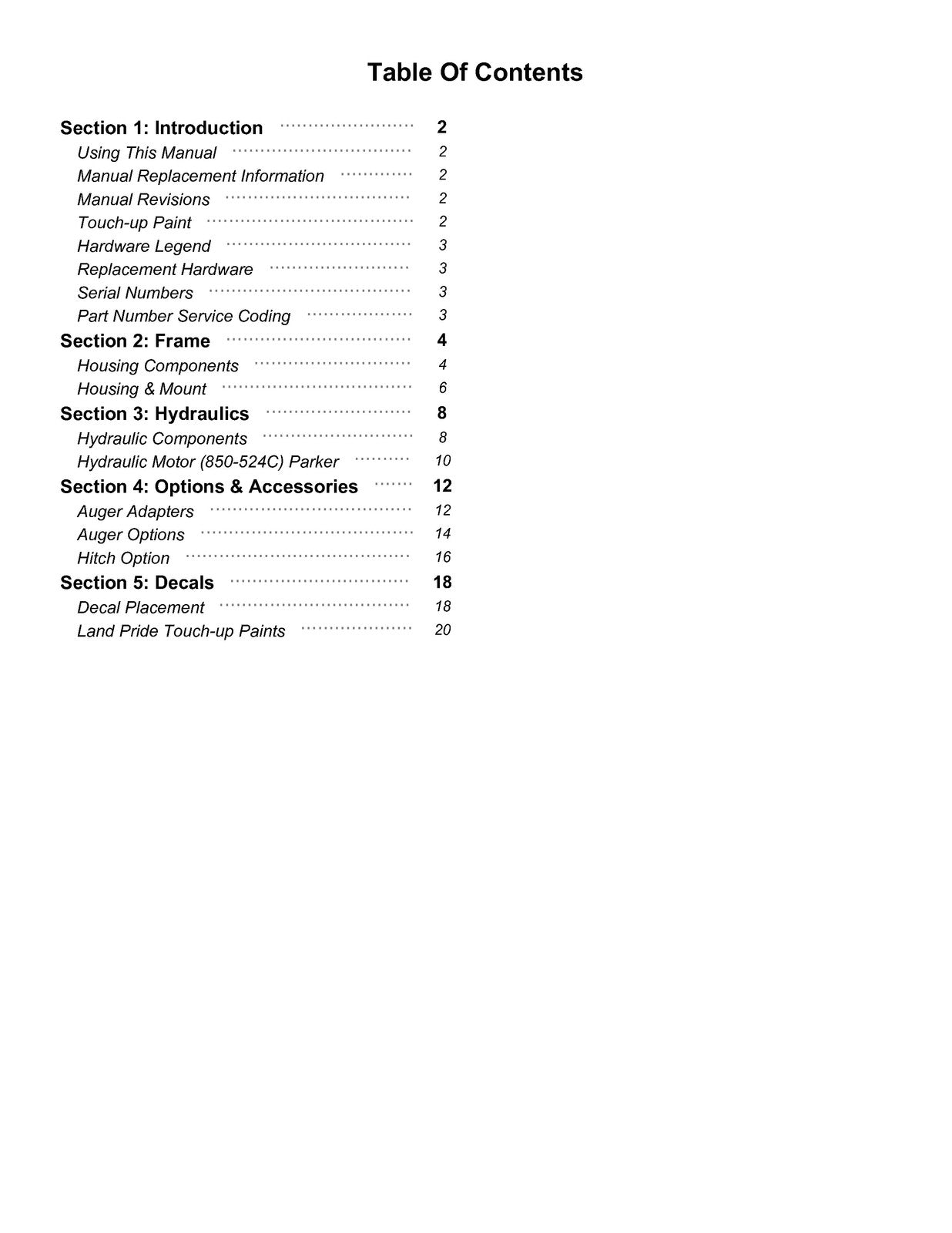 LAND PRIDE SA10 Series Hydraulic Post Hole Digger Parts Manual 2025 - WIRE BOUND