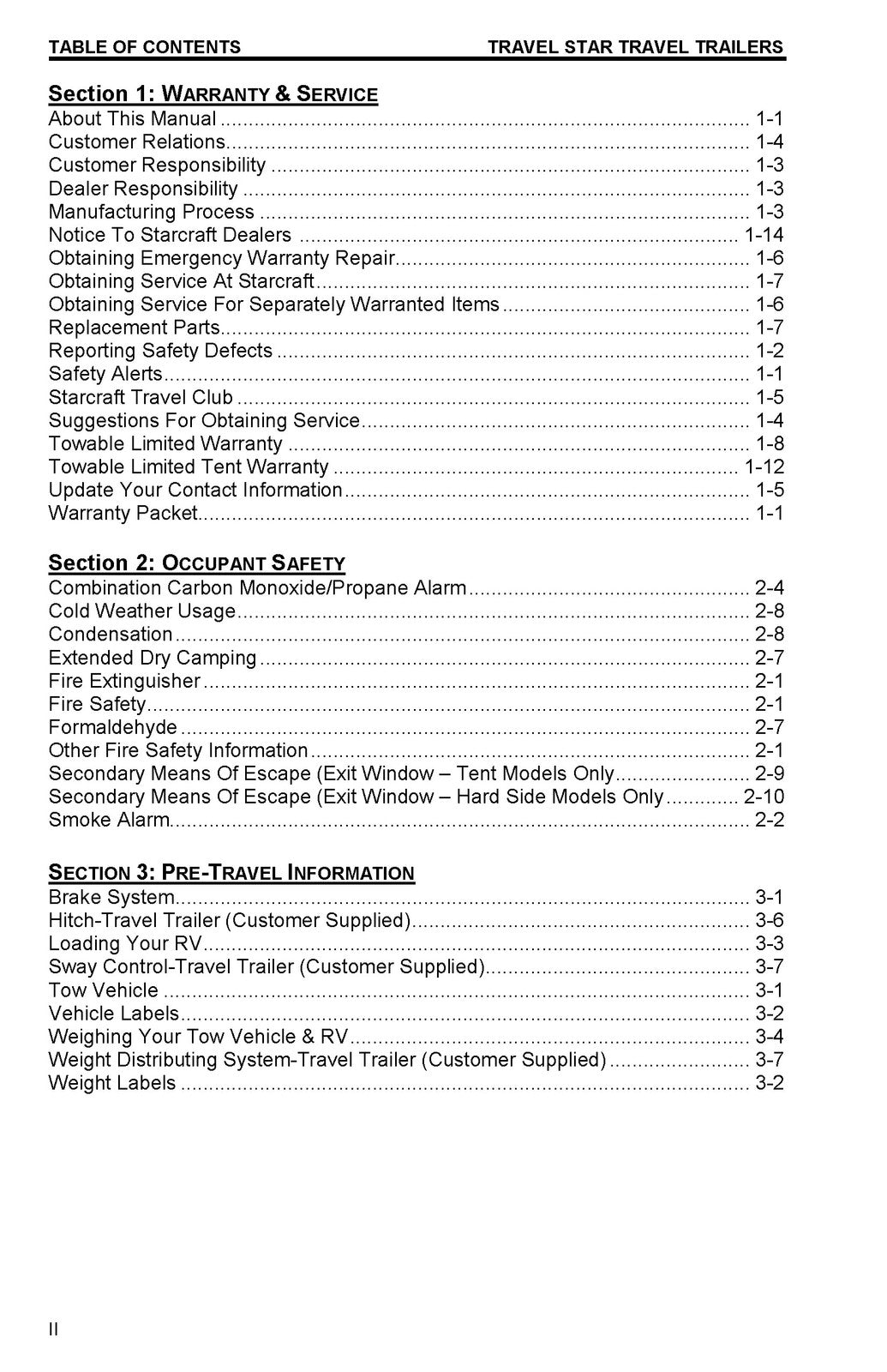 STARCRAFT Travel Star Travel Trailer Owners Manual 2015 - WIRE BOUND - COVERS