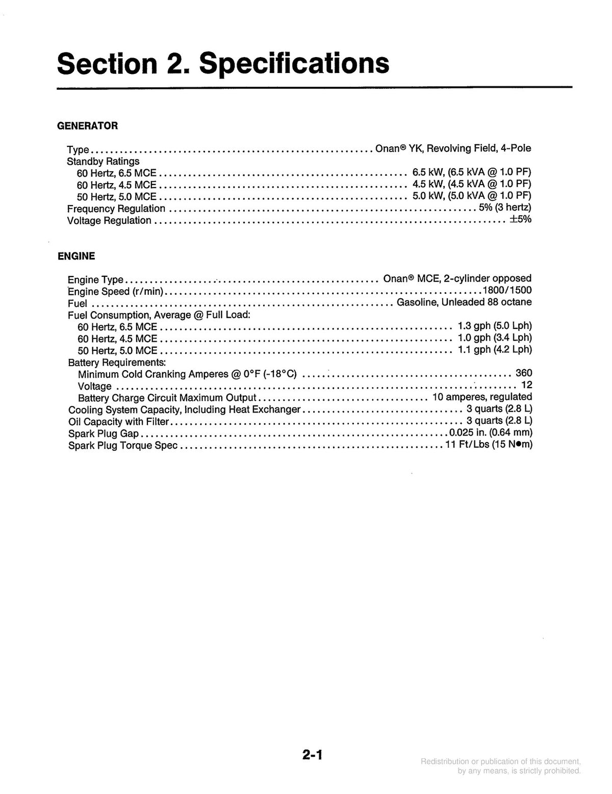 ONAN Ensign Series 4500 6500 Marine Genset Operators Manual 1996 - WIRE BOUND