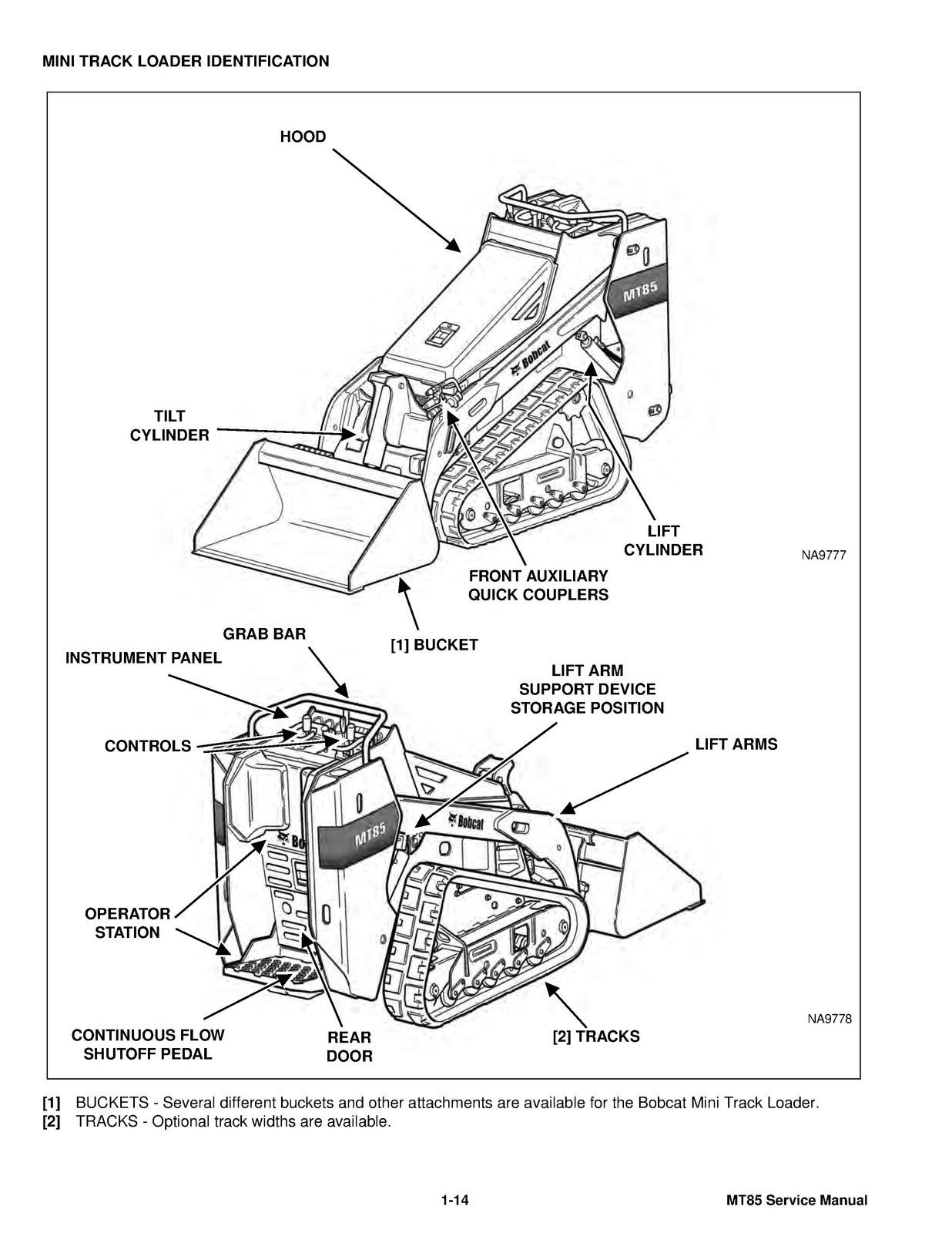 BOBCAT MT85 Mini Track Loader Service Manual SN B3TR11001 Up 2017, FOLDOUTS