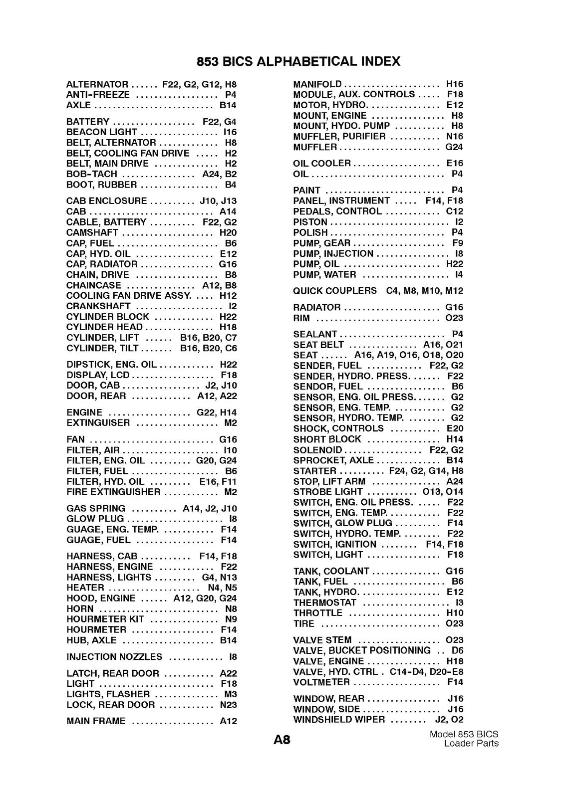 BOBCAT 853 Parts Manual 1998 SN 508418001 Up - STEEL WIRE BOUND - TOUGH COVERS