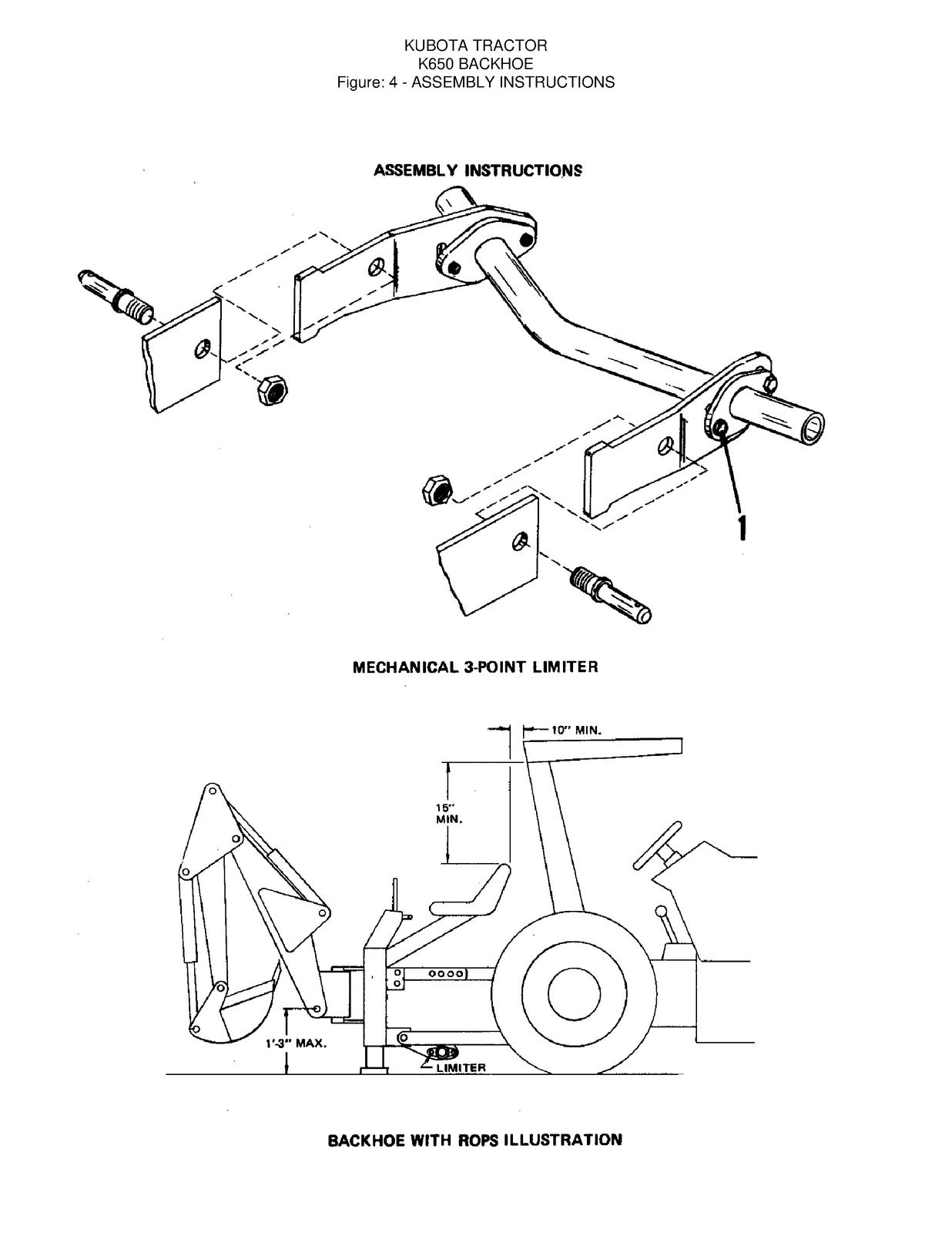 KUBOTA K650 Backhoe Assembly And Maintenance Manual - WIRE BOUND - TOUGH COVERS