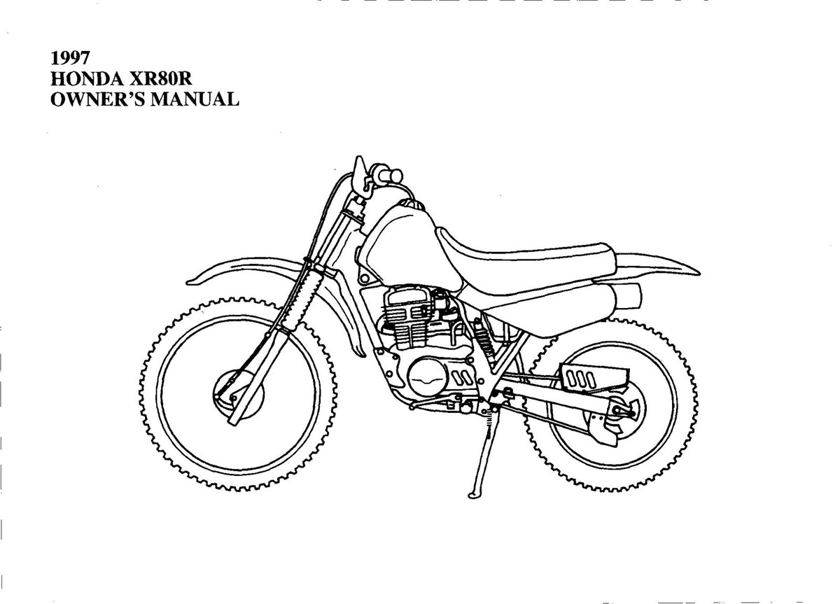 HONDA XR80R Owners Manual 1997 - STEEL WIRE BOUND - PROTECTIVE COVERS