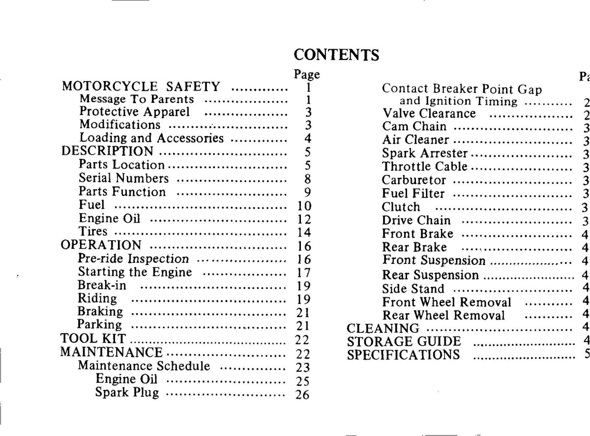 HONDA Z50R Owners Manual 1982 - STEEL WIRE BOUND - PROTECTIVE COVERS